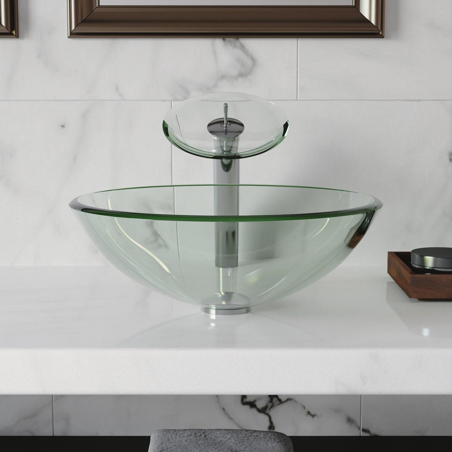 DeerValley Symmetry 16.5'' Circular Glass Vessel Bathroom Sink