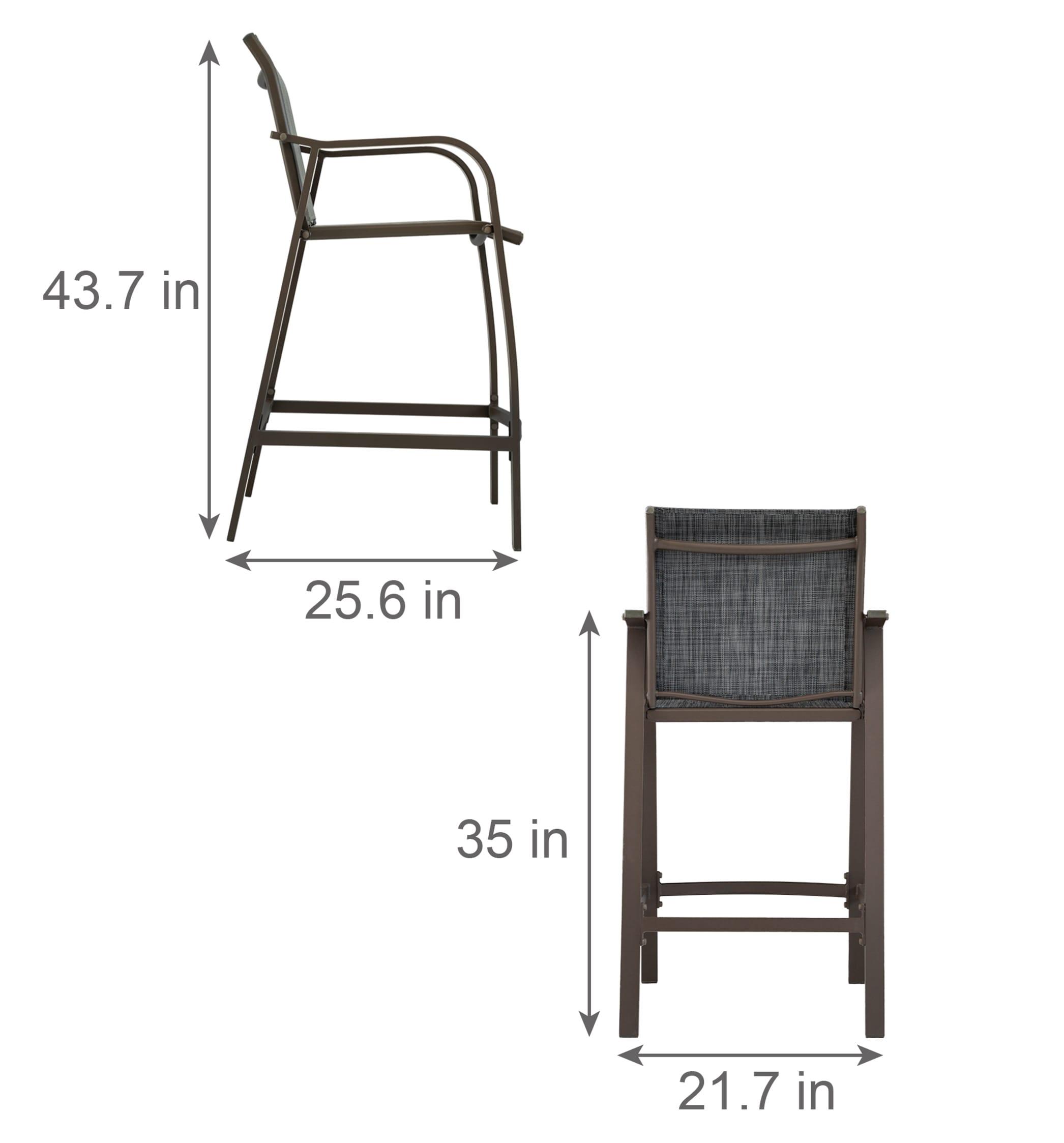 4pc Outdoor Counter Height Bar Stools - Black/Gray - Crestlive Products