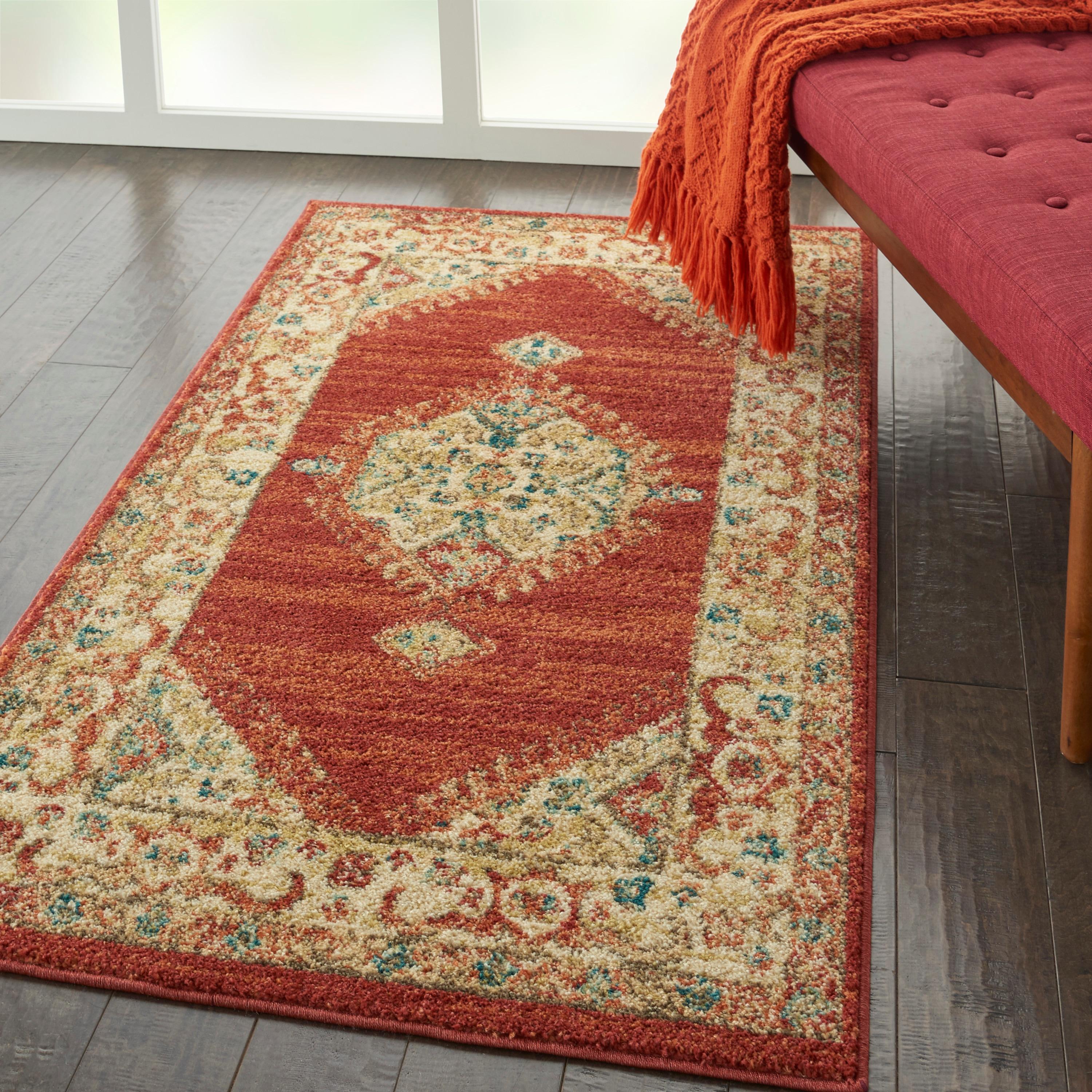 Nourison Traditional Vintage Persian Red 3' x 5' Area Rug, (3x5)