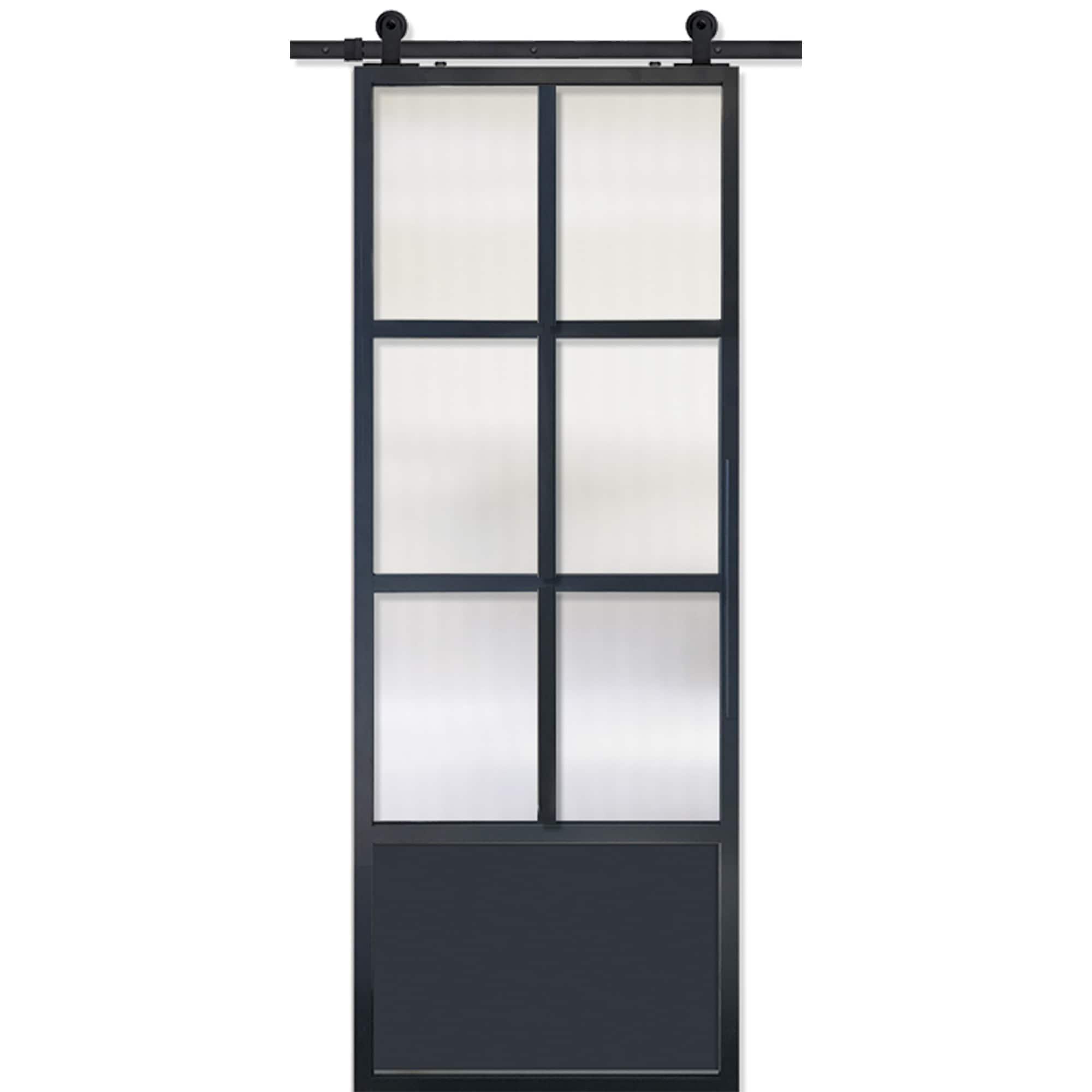 Barndoorz Single Glass Pane Glass with Installation Hardware Kit Barn Door