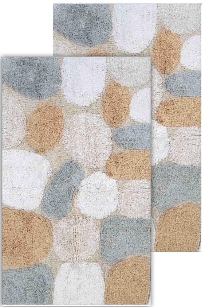 2pc 32"x20" Pebbles Bath Rug Set Spa Light Beige - Chesapeake Merchandising: Cotton Tufted Bathroom Mats, Machine Washable