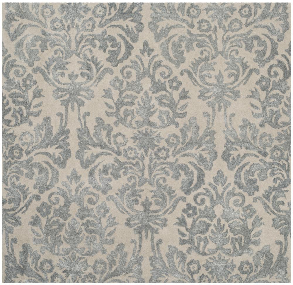 Bella BEL156 Hand Tufted Area Rug - Ivory/Silver - 5'x5' - Safavieh.
