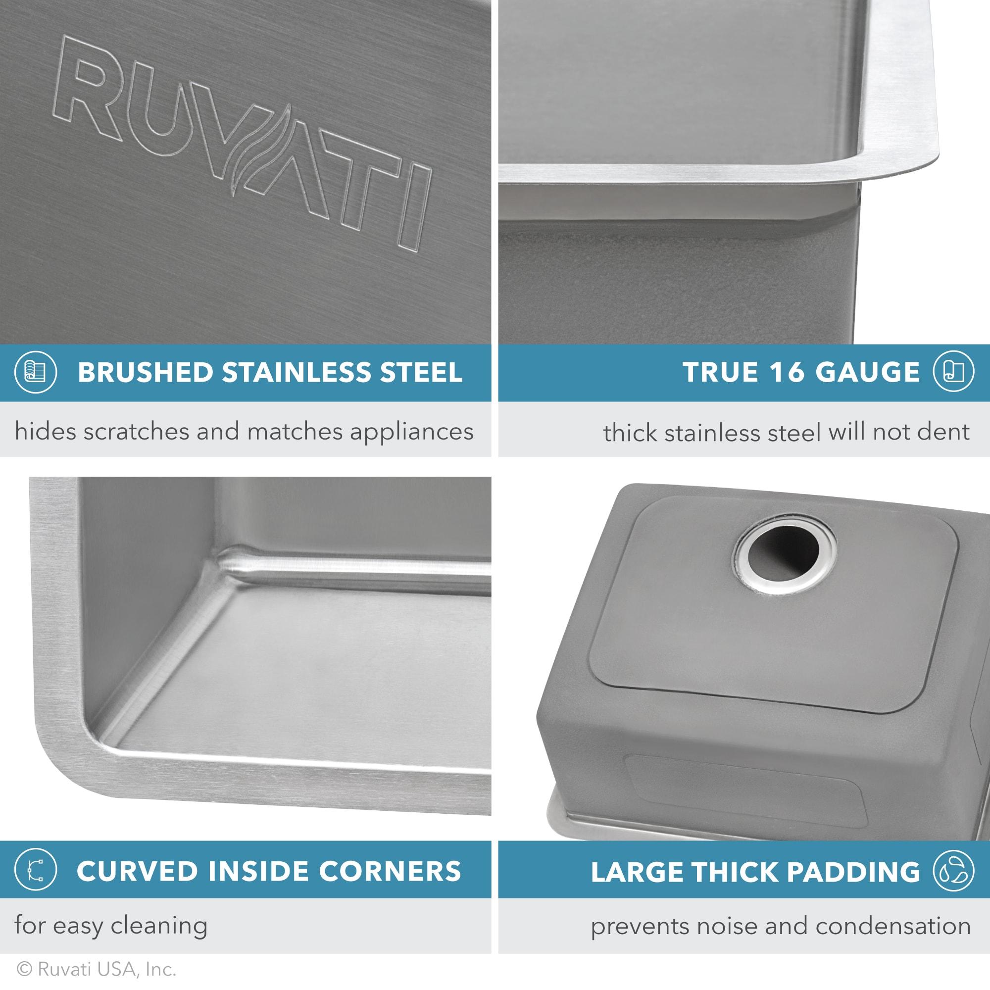 Ruvati RVM5077 Ruvati 28-inch Undermount Kitchen Sink 50/50 Double Bowl 16 Gauge Stainless Steel