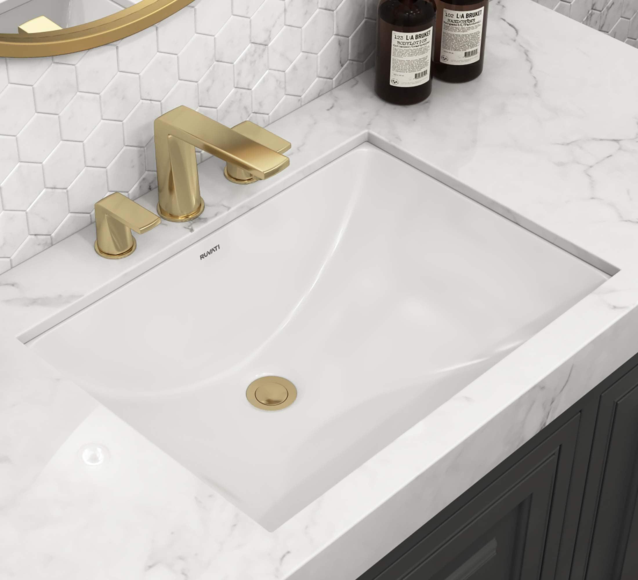 Ruvati 18 x 13 inch Undermount Bathroom Sink White Rectangular Porcelain Ceramic with Overflow