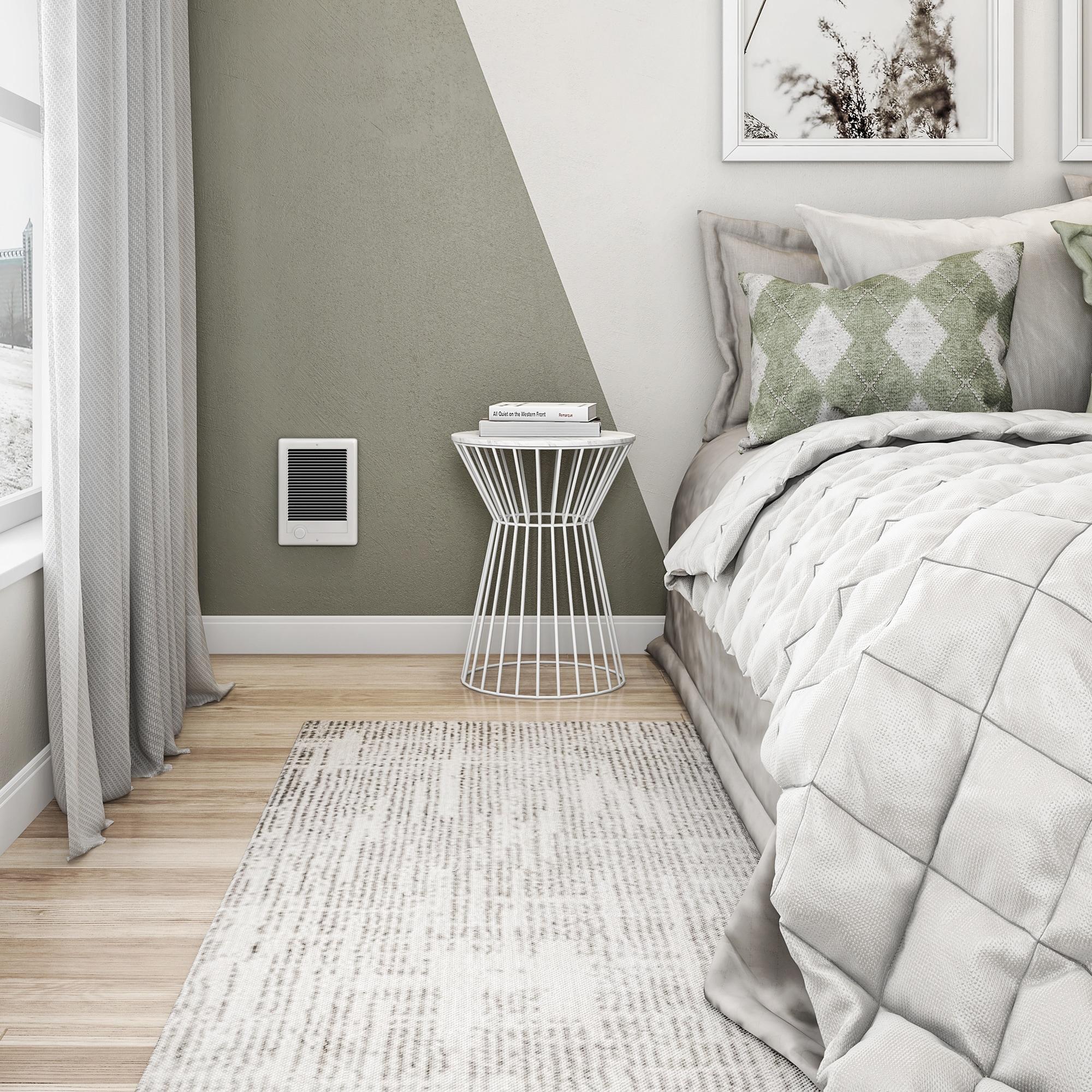 White 1500W Electric Wall Heater with Thermostat and Automatic Shut-off