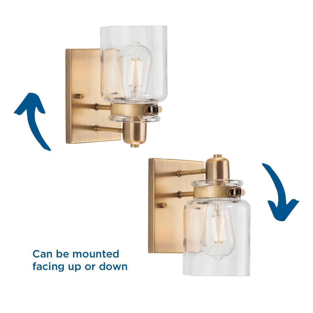 Progress Lighting, Calhoun Collection, 1-Light Bath Light, Vintage Brass, Clear Glass