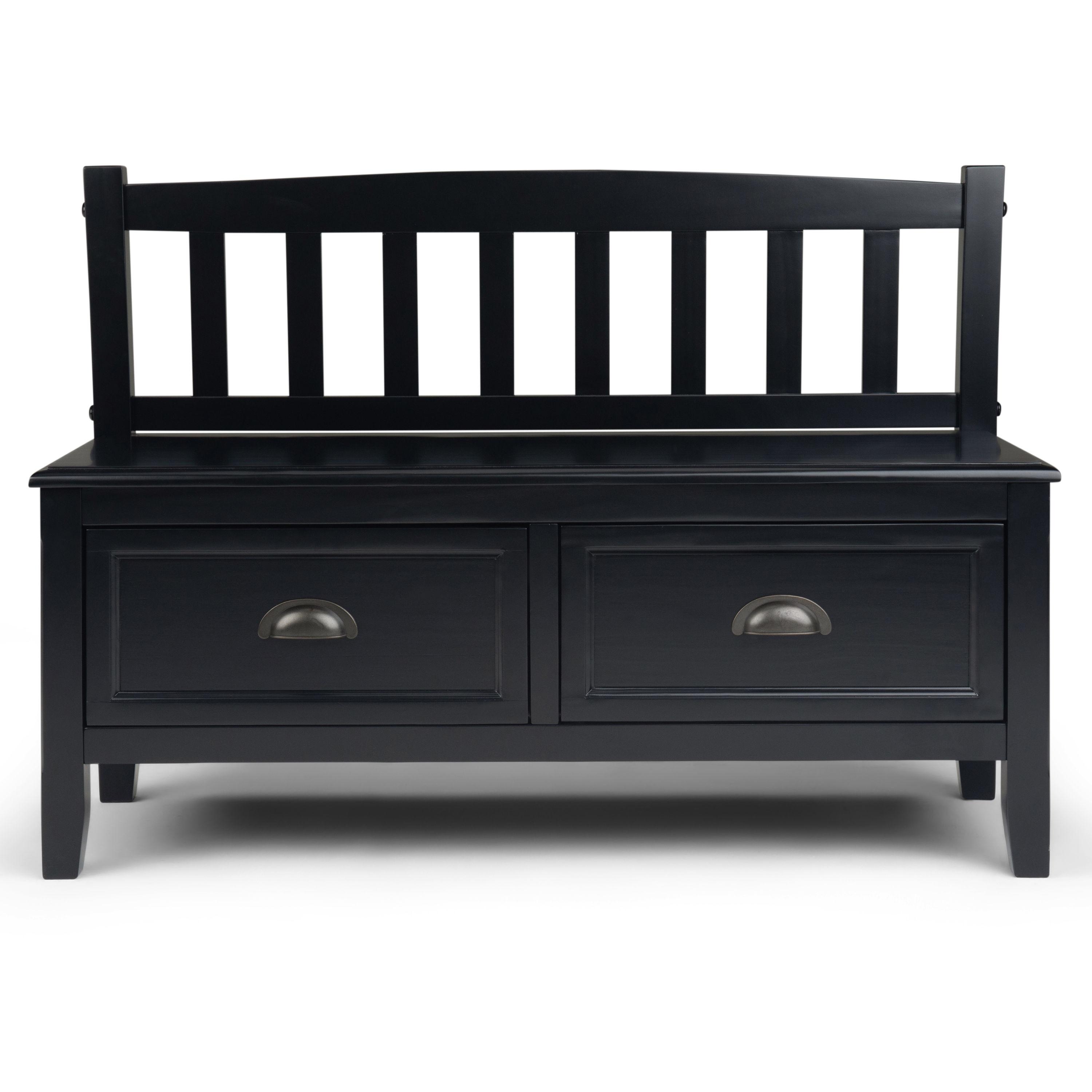 Burlington Wood 42 inch Wide Transitional Entryway Bench with Drawers in Black