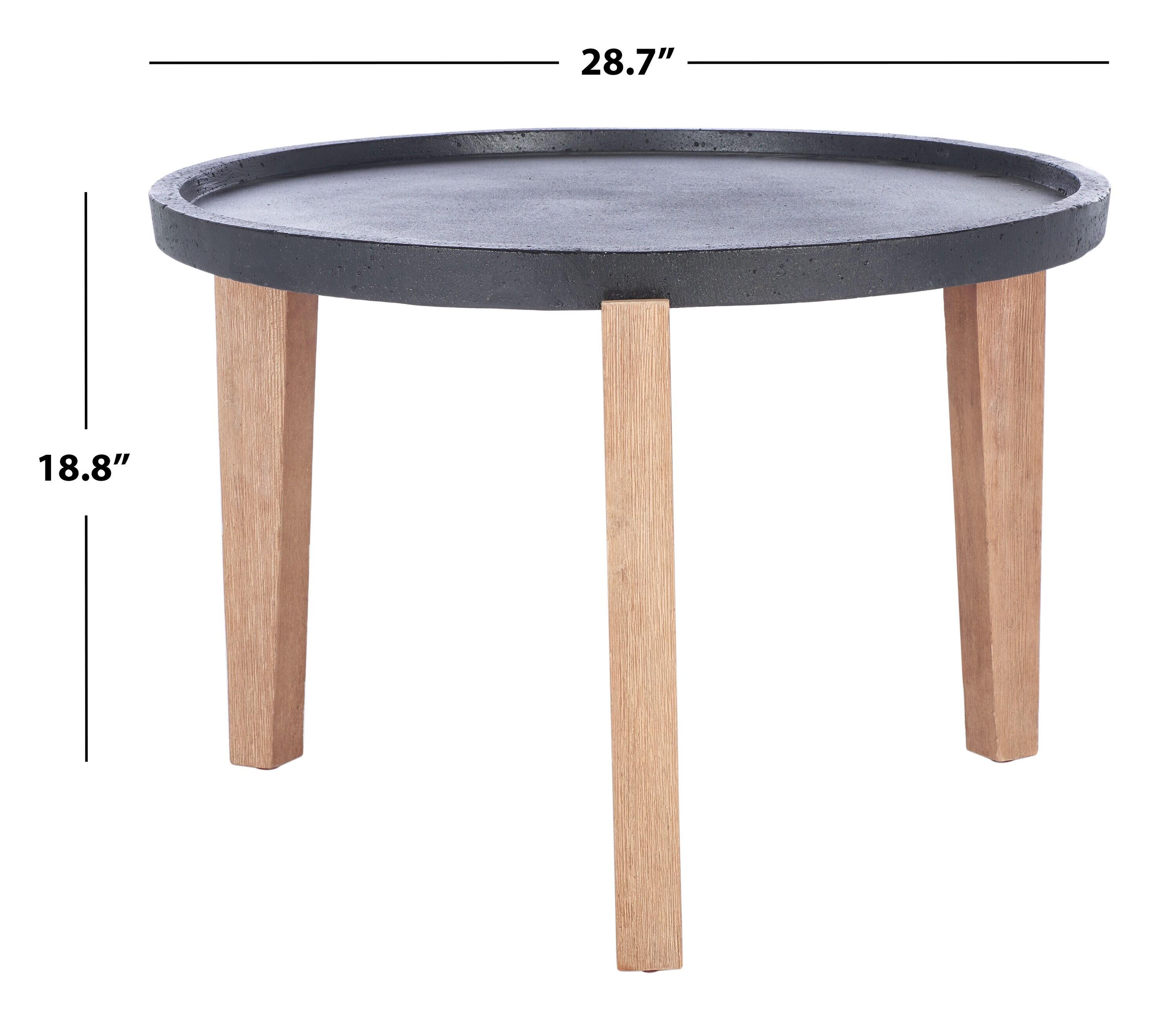 Valton Outdoor Side Table - Natural/Black - Safavieh