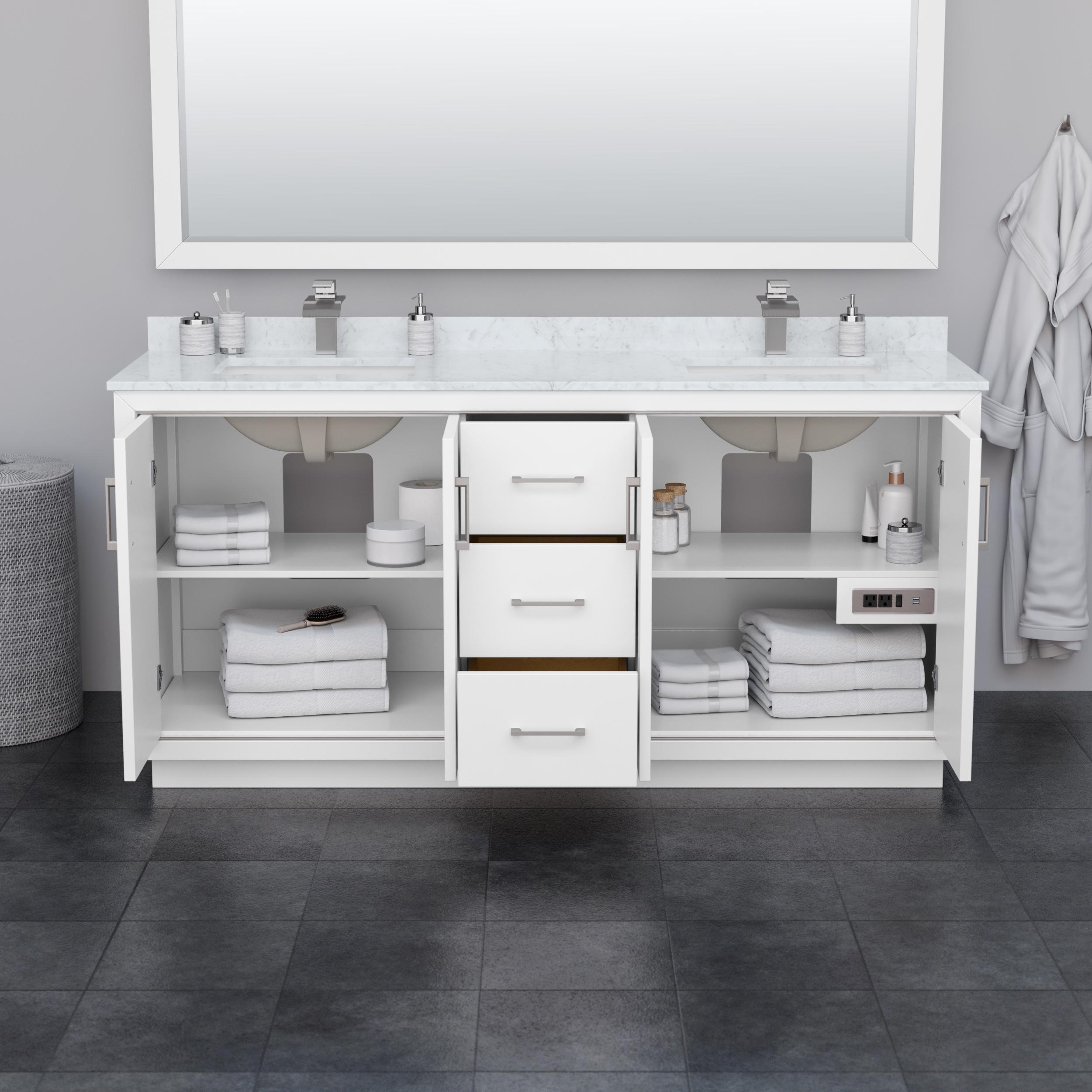 Wyndham Collection 72'' Double Bathroom Vanity with Quartz Top
