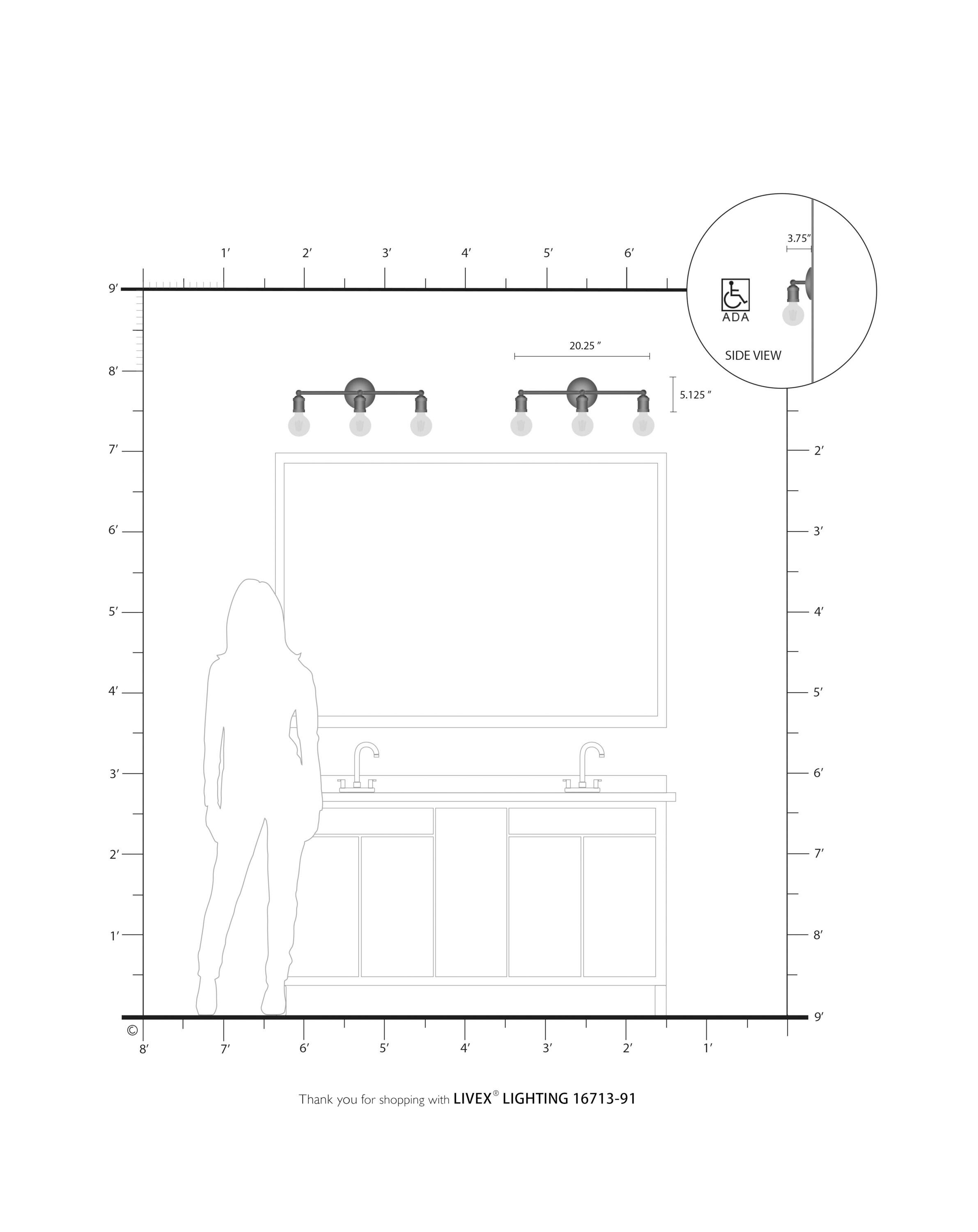 Livex Lighting Lansdale 3 - Light Vanity in  Brushed Nickel