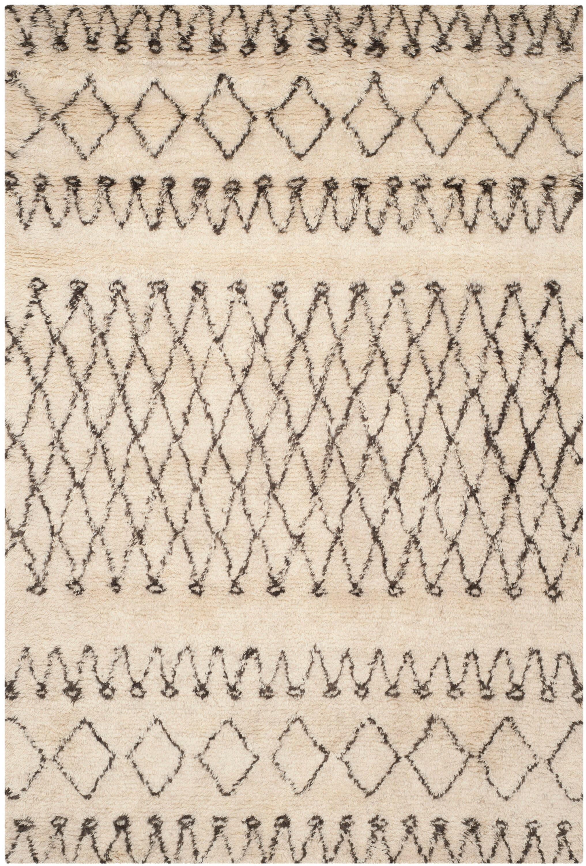 SAFAVIEH Casablanca Domhnall Southwestern Shag Area Rug, Ivory/Dark Brown, 6' x 9'