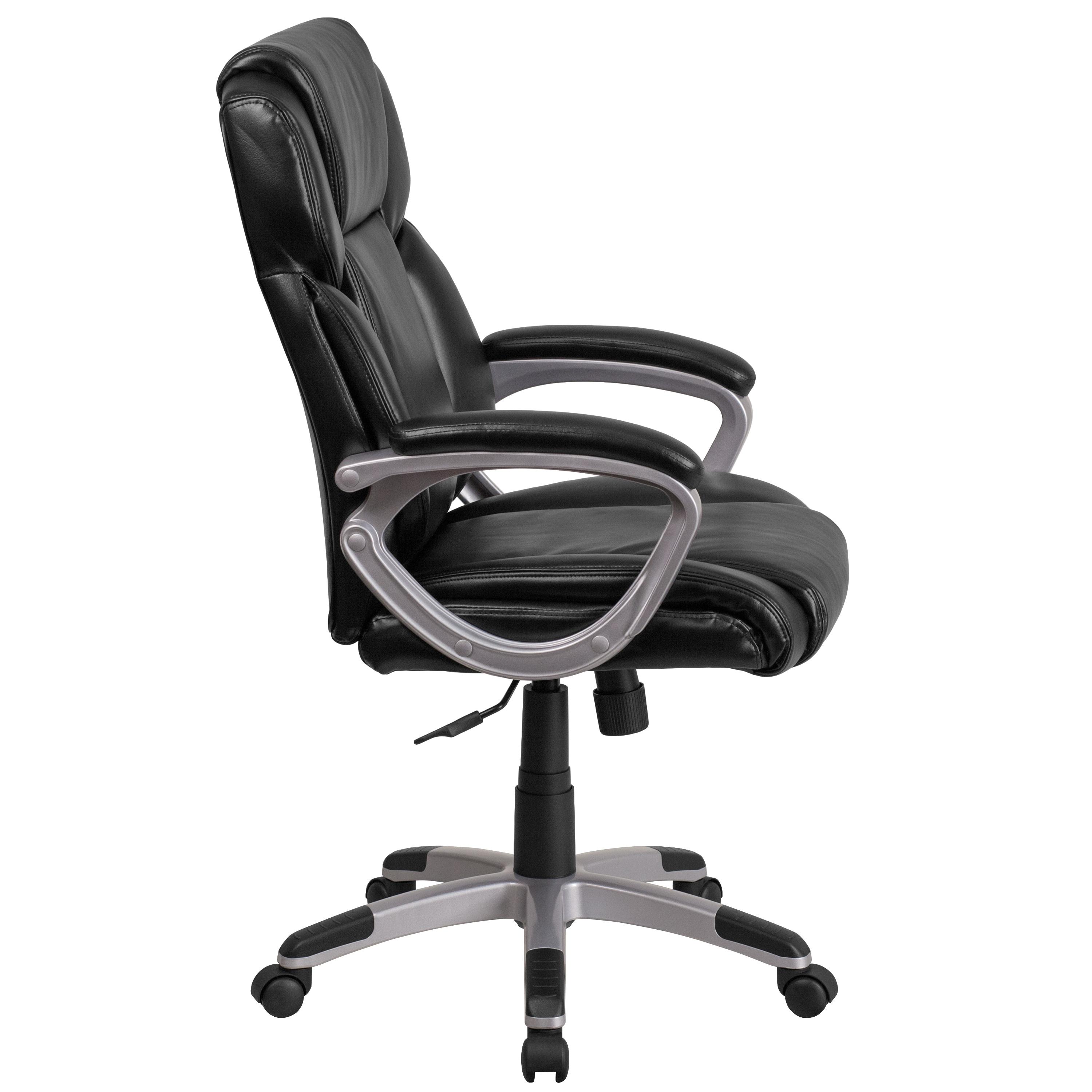 Flash Furniture Mid-Back Black LeatherSoft Executive Swivel Office Chair with Padded Arms