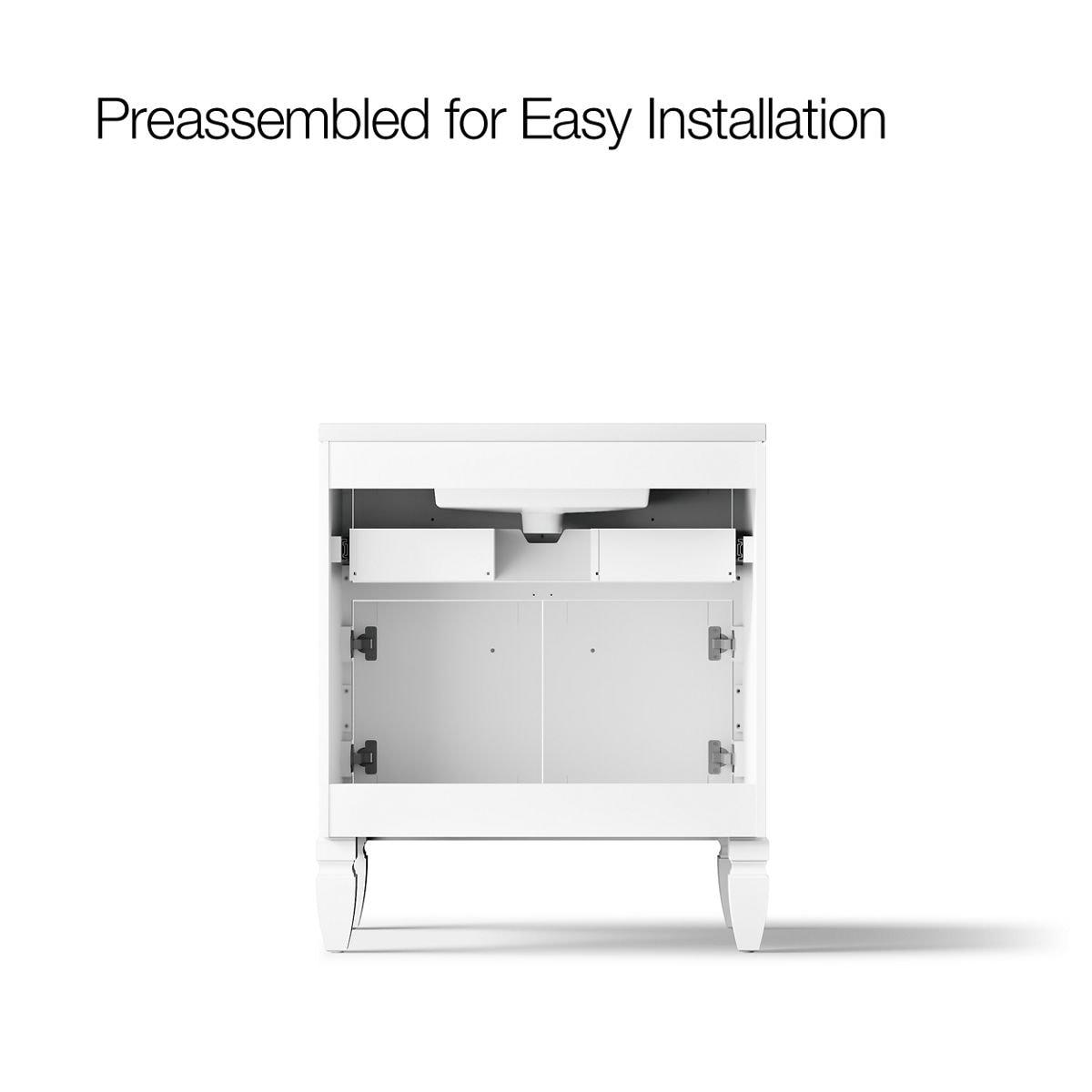 Hearthaven 30'' Free Standing Single Bathroom Vanity Cabinet with Sink and Quartz Top