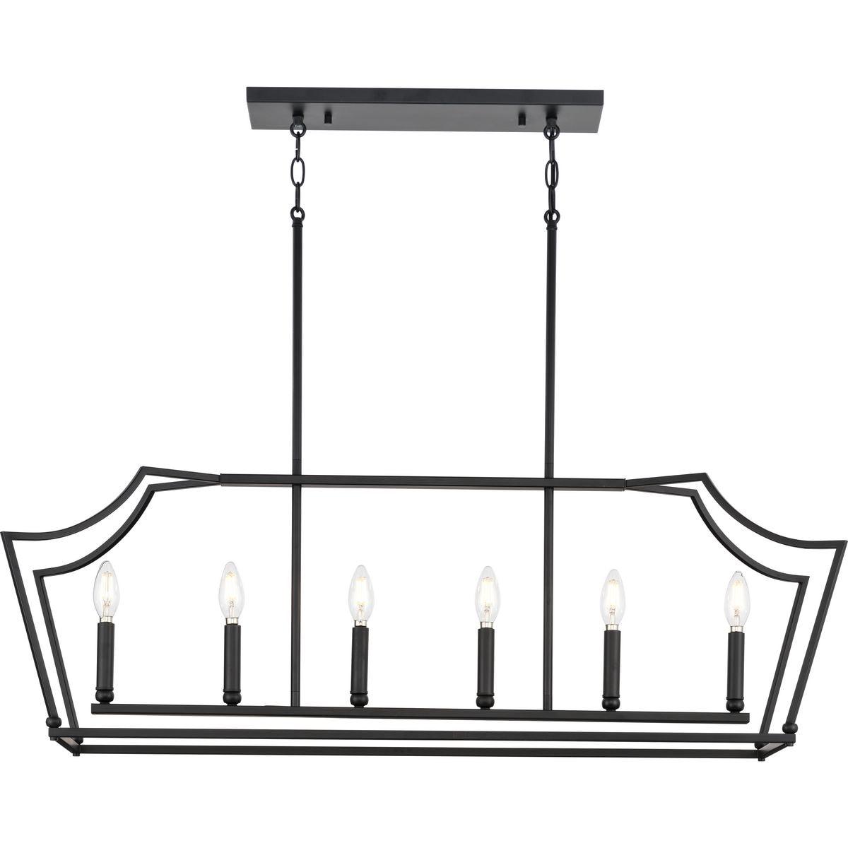 Progress Lighting Parkhurst 6-Light Linear Chandelier, Matte Black, No Shade