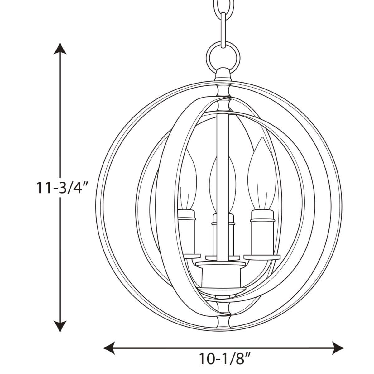 Progress Lighting Equinox 3-Light Mini-Pendant, Burnished Silver, Steel, Armillary Sphere Shade