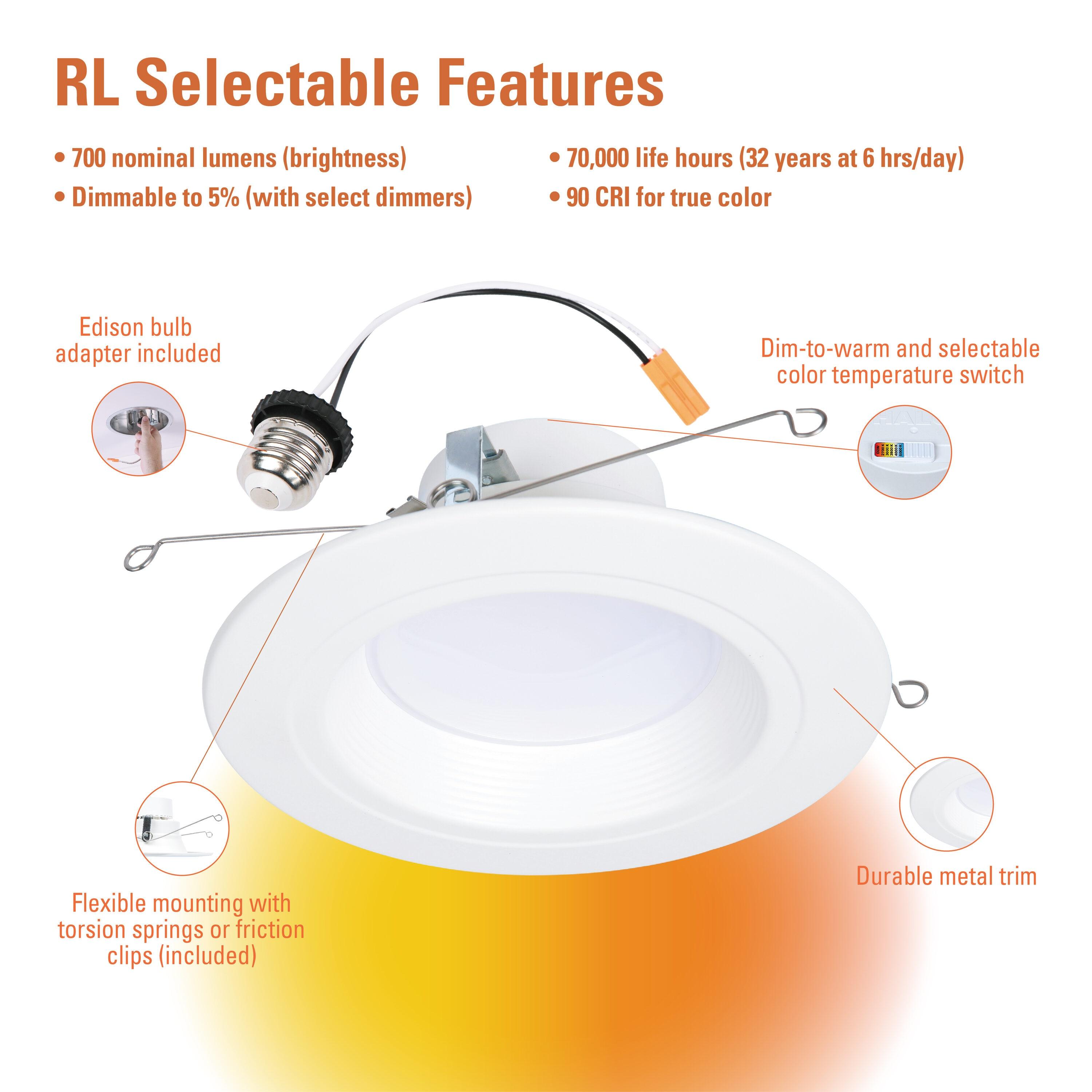 Halo RL56 Series Matte White 5/6 in. W LED Retrofit Recessed Lighting 7.6 W