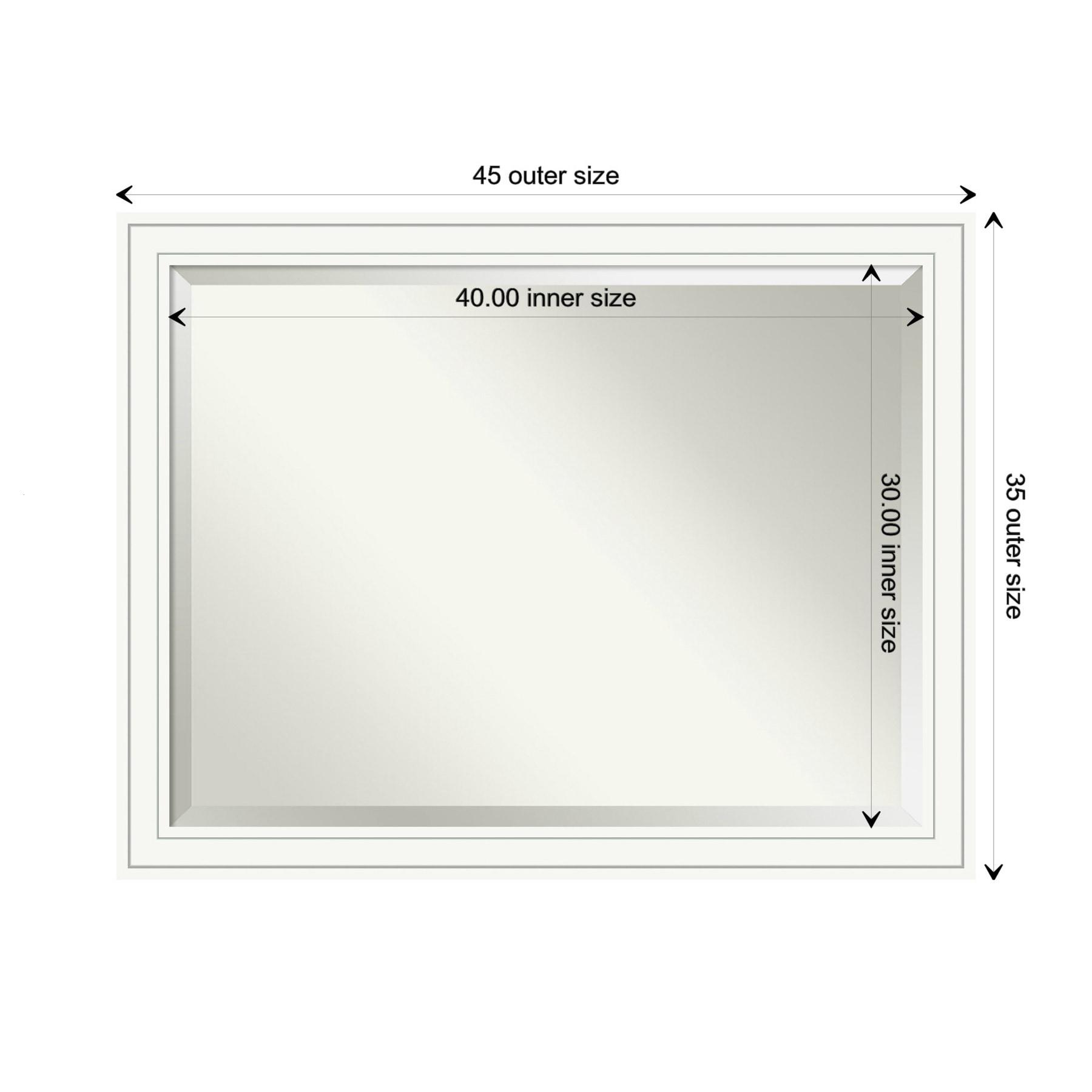 Craftsman White Beveled Wood Bathroom Wall Mirror