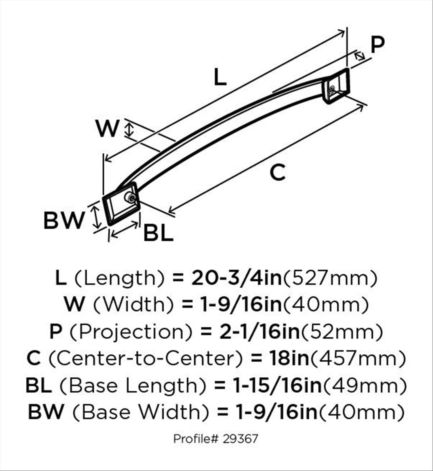 Amerock Candler 18 inch (457mm) Center-to-Center Black Bronze Appliance Pull