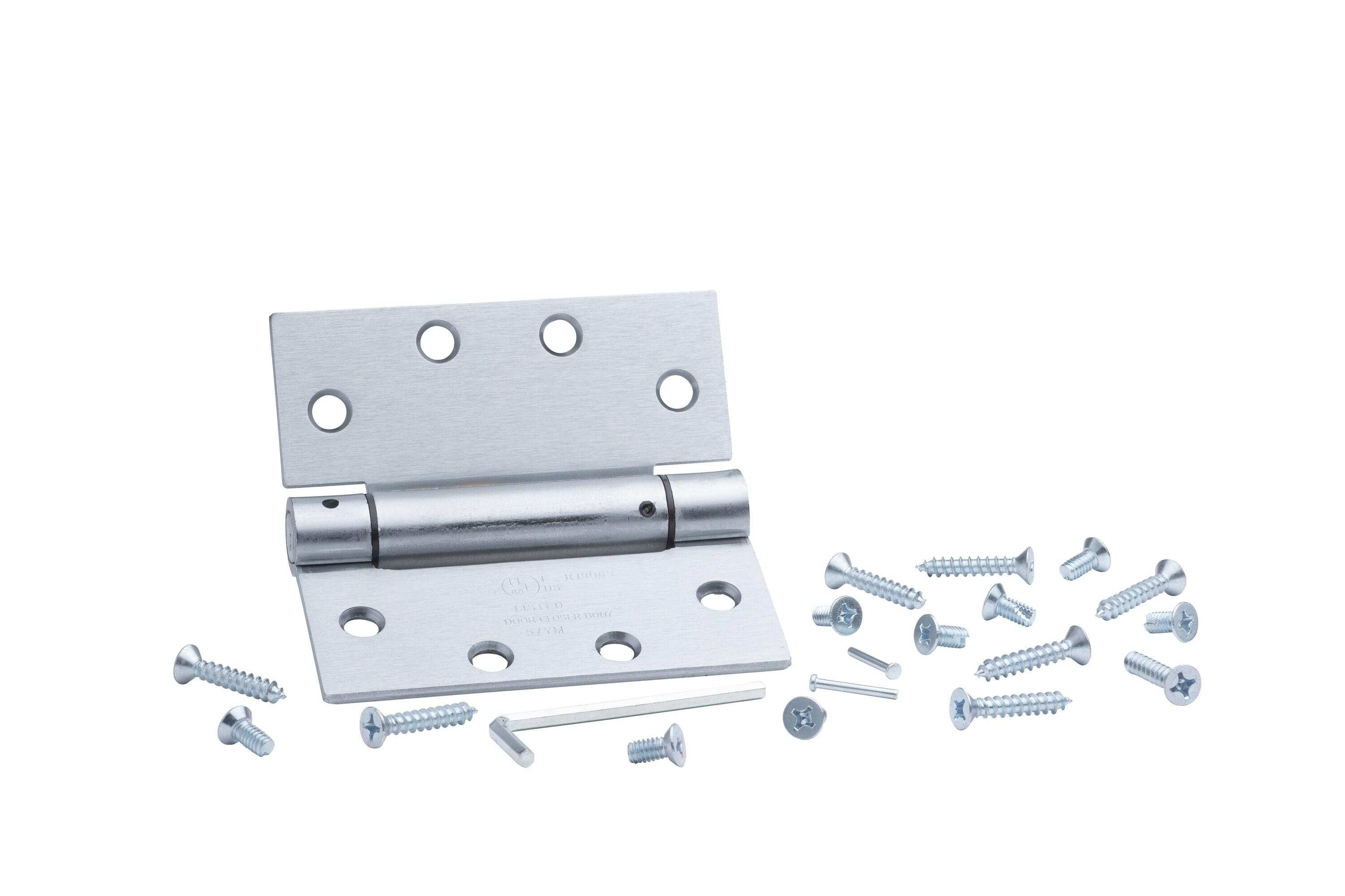 Global Door Controls 4.5" x 4.5" in Satin Chrome Steel Spring Hinge (Set of 3)