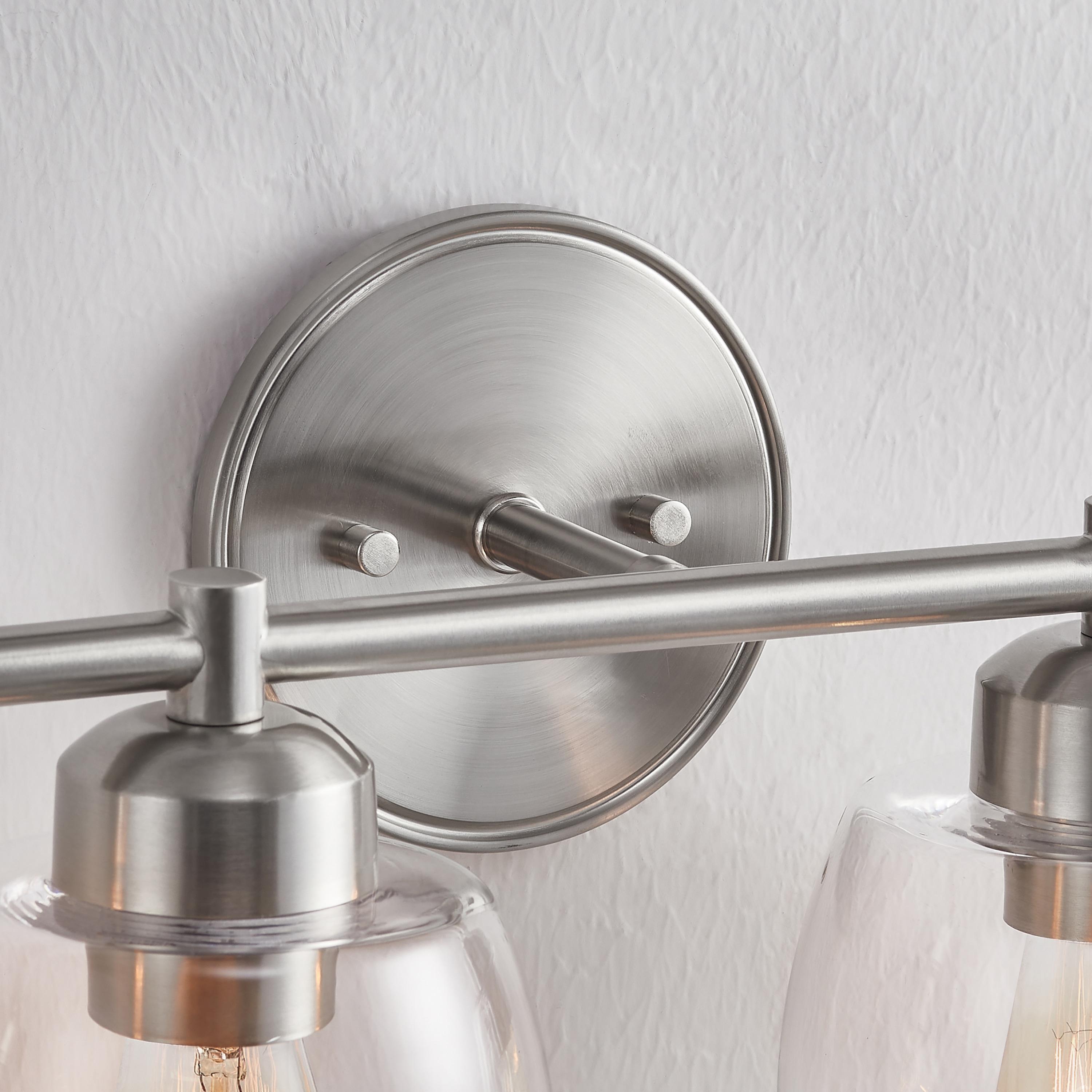 KAWOTI 4-Light Bathroom Light Fixtures, Brushed Nickel Vanity Wall Lamps over Mirror Bedroom Living Room Hallway