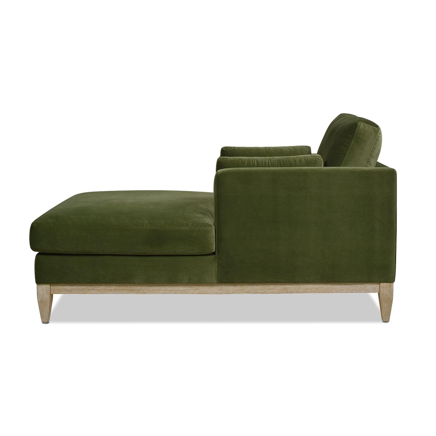 Jennifer Taylor Home Knox 65" Modern Farmhouse Performance Velvet Living Room Chaise Lounge Chair in Olive Green