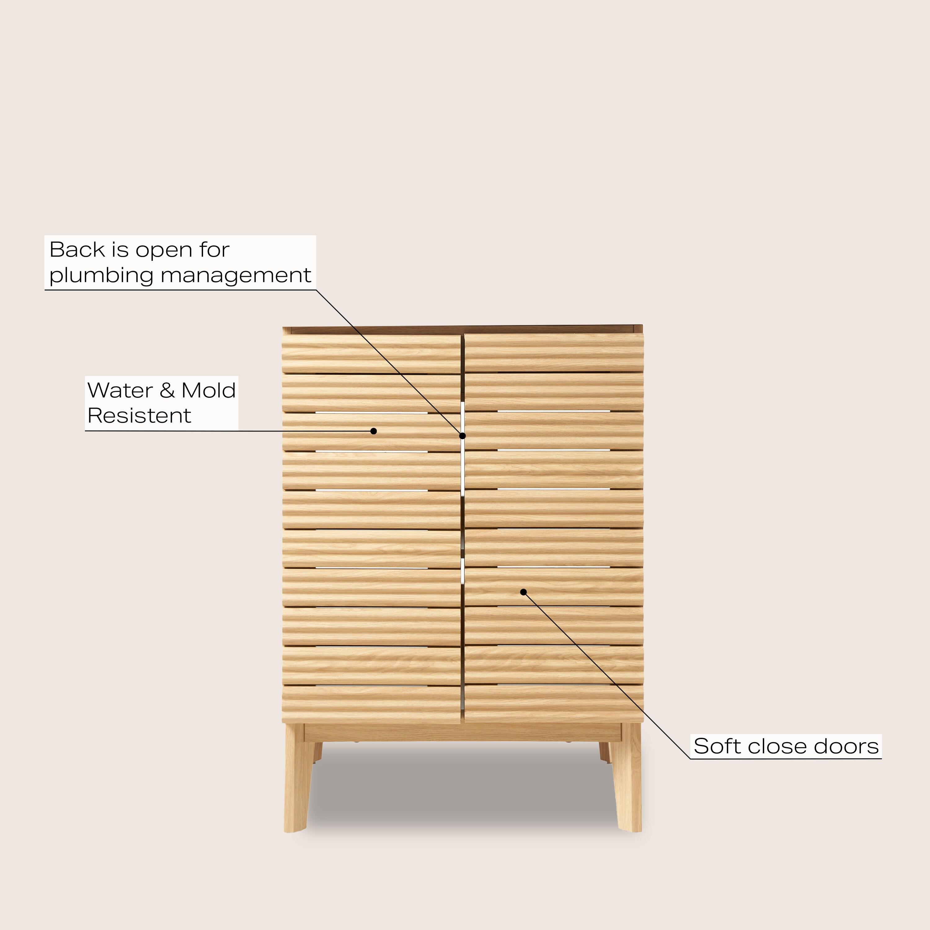 Calandre 24" Slat Modern Farmhouse 2-Shelf Bath Vanity Cabinet Only (Sink Basin not Included)