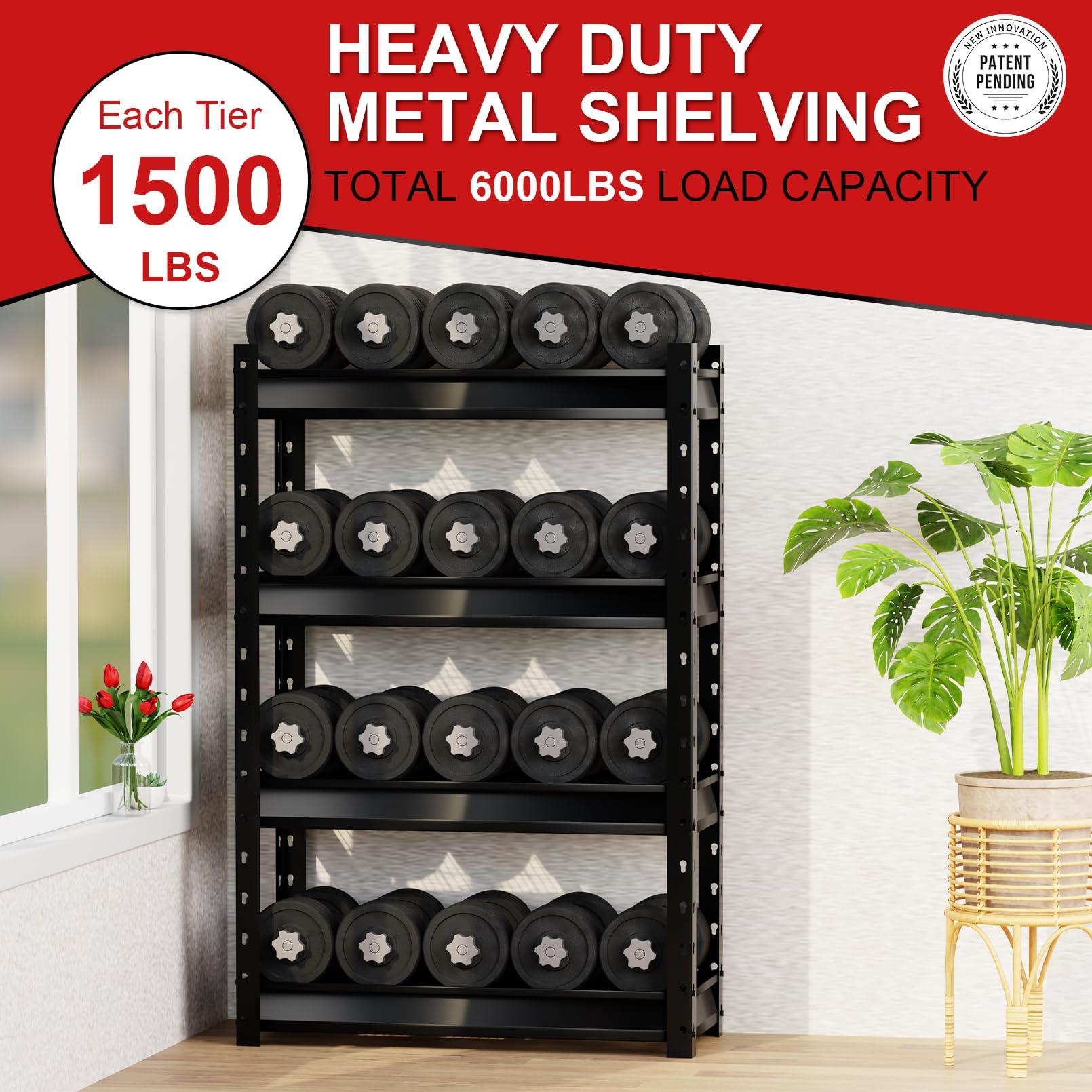 Atlas Shelving 4-Tier 36"x14"x54" Garage Shelving Heavy Duty Loads 6000lbs Dark Gray: Steel, Adjustable & Fixed Shelves