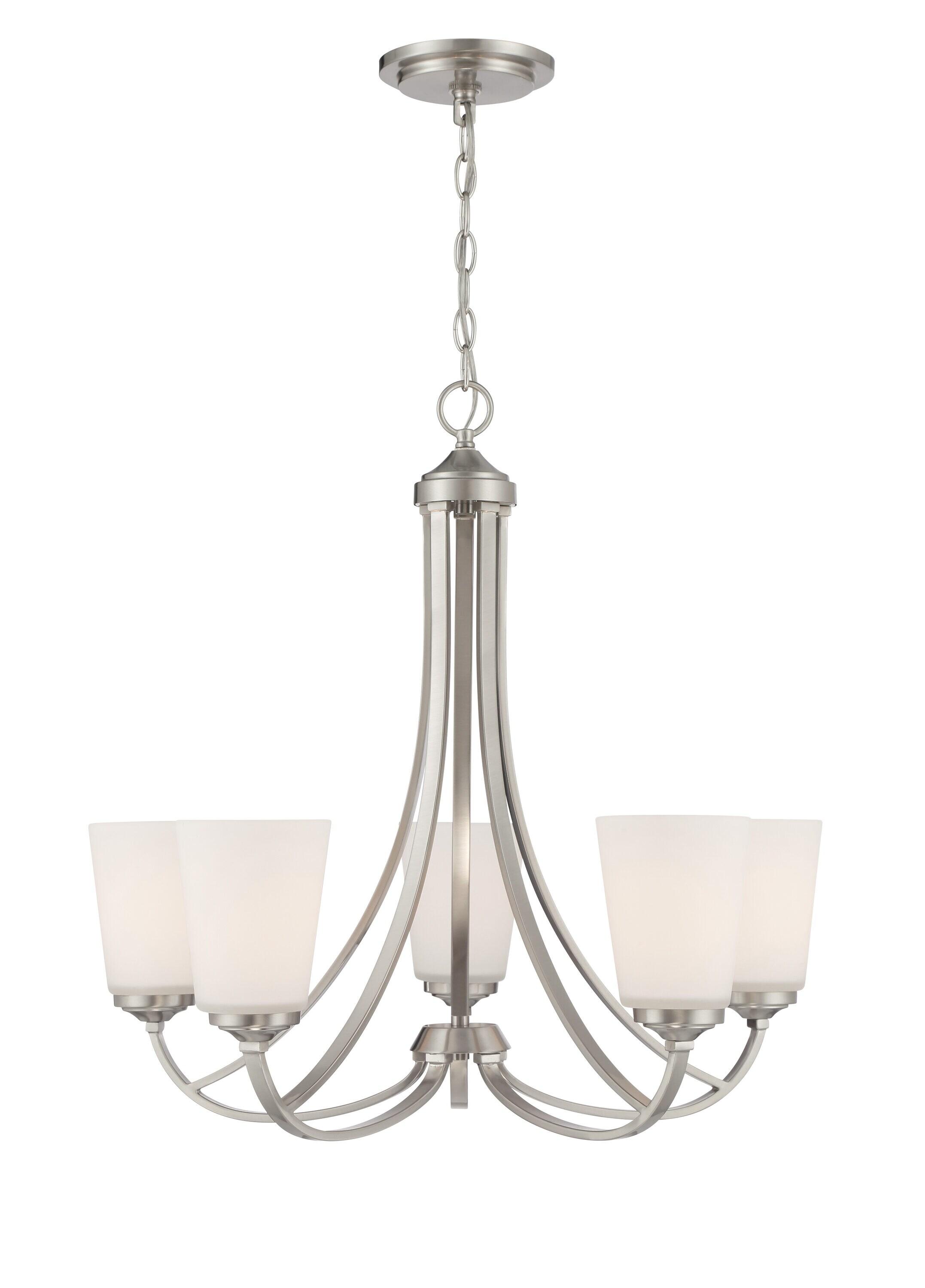 Minka Lavery Chandelier Lighting 4965-84, Overland Park Glass 1 Tier with Shades, 5 Light, Nickel