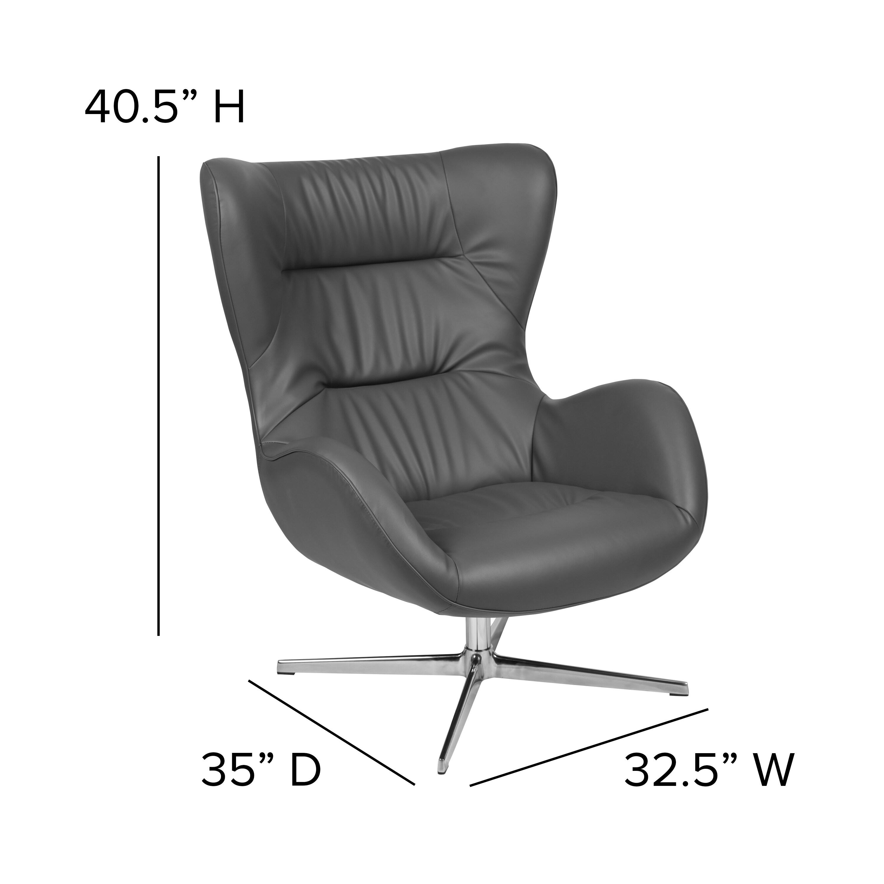 Flash Furniture Gray LeatherSoft Swivel Wing Chair