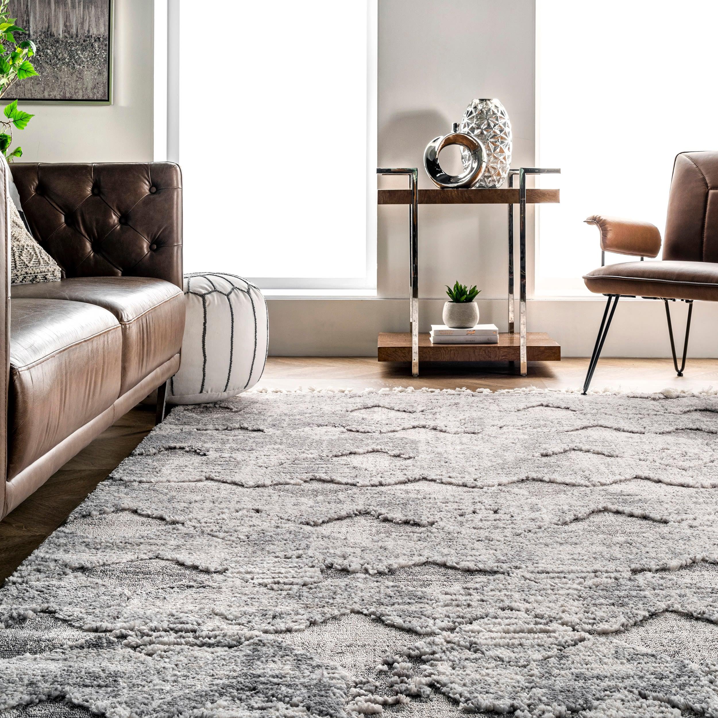 nuLOOM Agata Textured Tassel Area Rug, 5' 3" x 7' 7", Light Gray