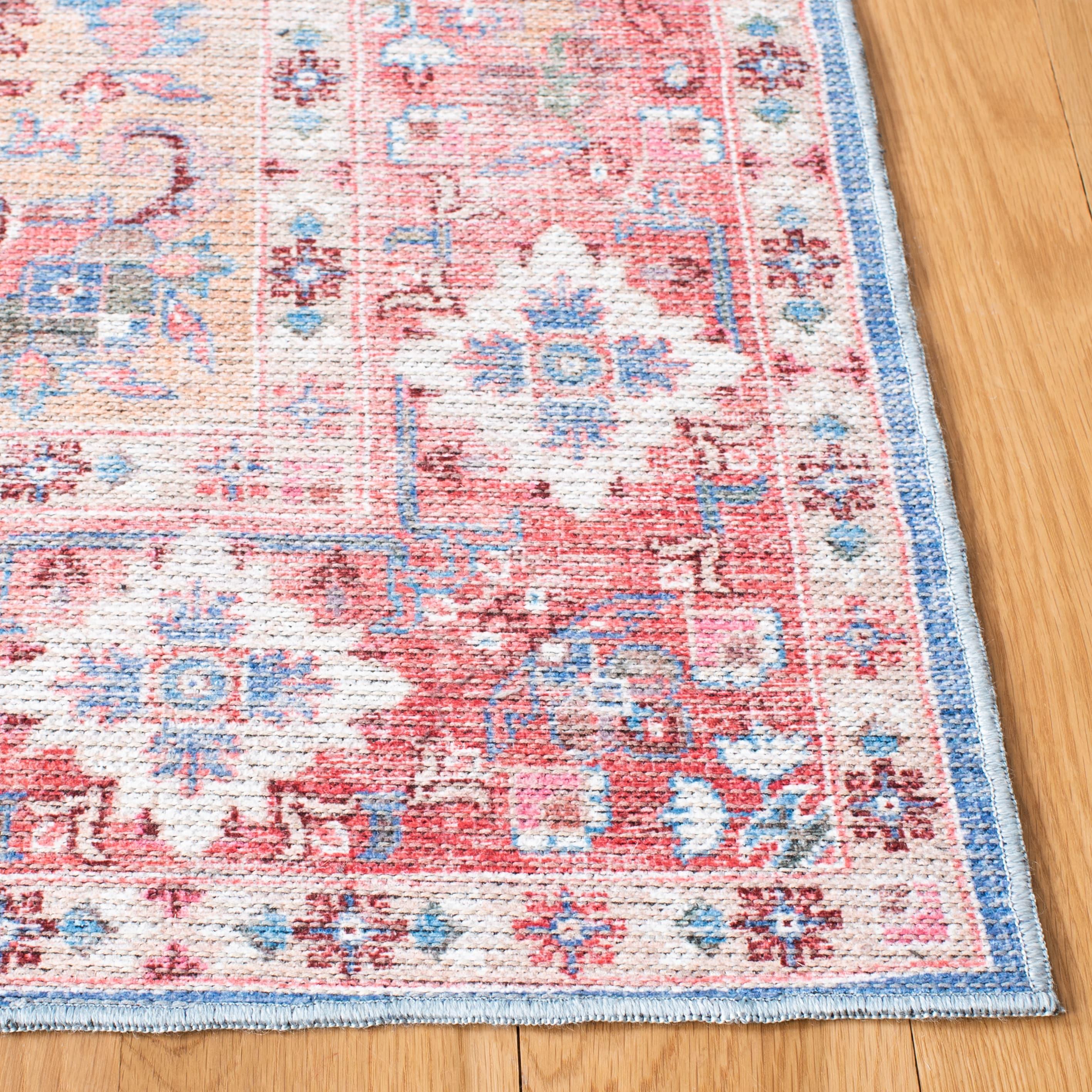 Serapi SEP515 Power Loomed Machine Washable Area Rug - Blue/Rust - 8'x10' - Safavieh.