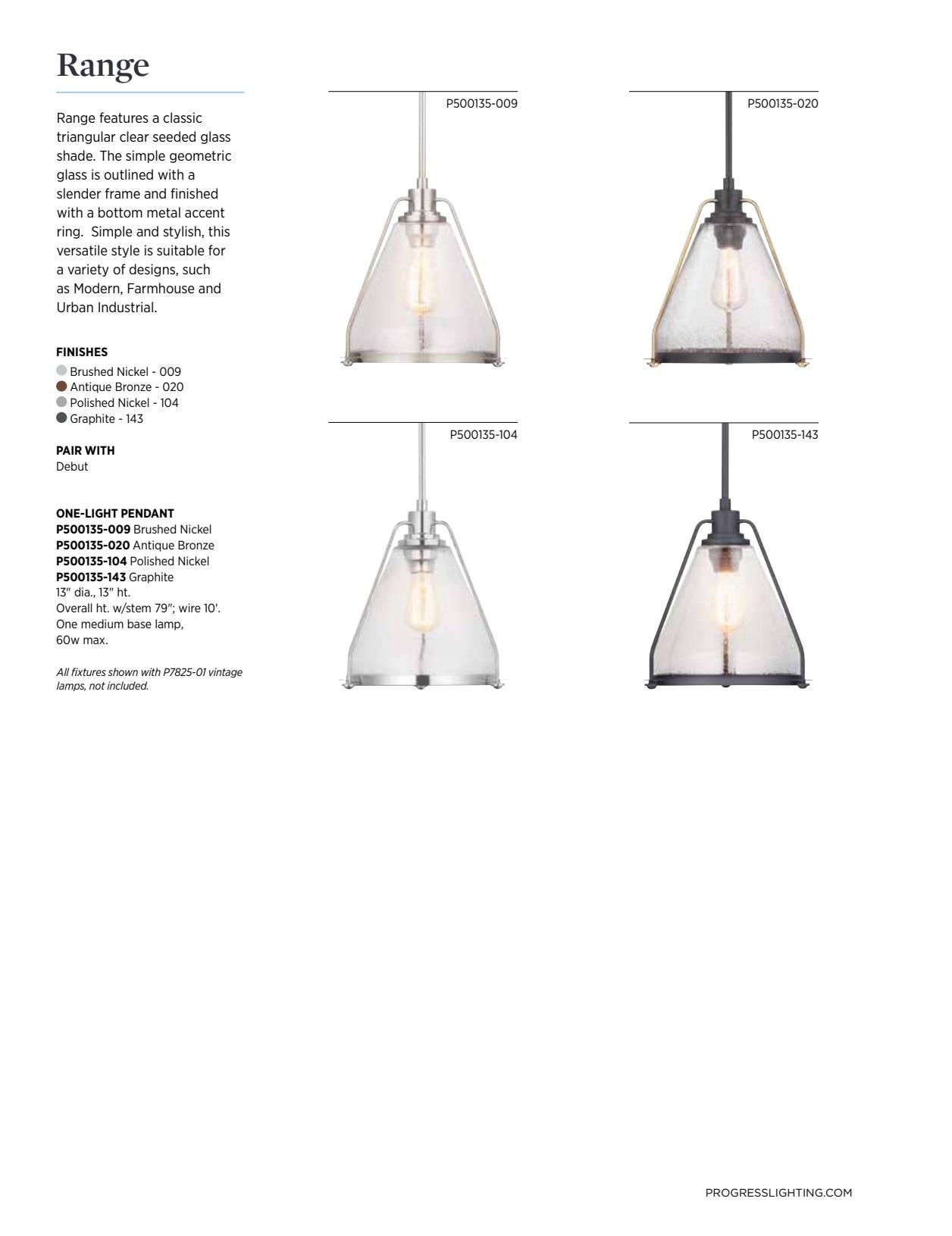 Progress Lighting, Range Collection, 1-Light Wall Sconce, Graphite Finish, Clear Seeded Glass Shade