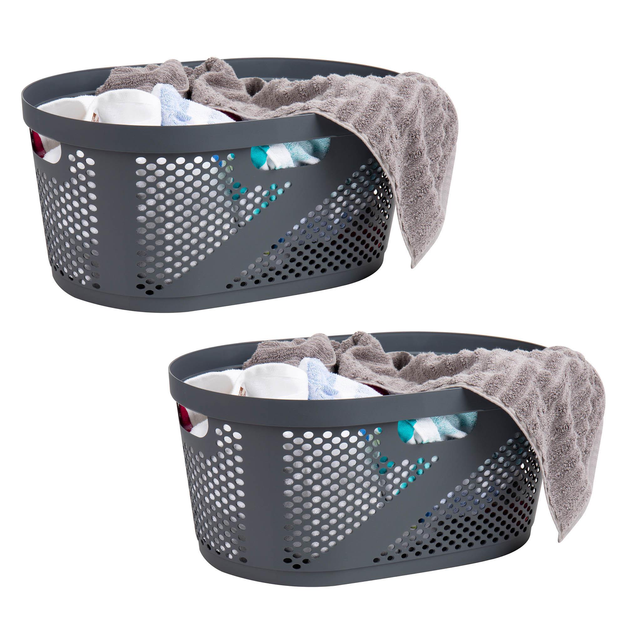 Mind Reader Mind Reader 40L Laundry Basket, Clothes Hamper, Ventilated, Plastic, 23"L x 14.5"W x 10.5"H, 2 Pack (Set of 2)