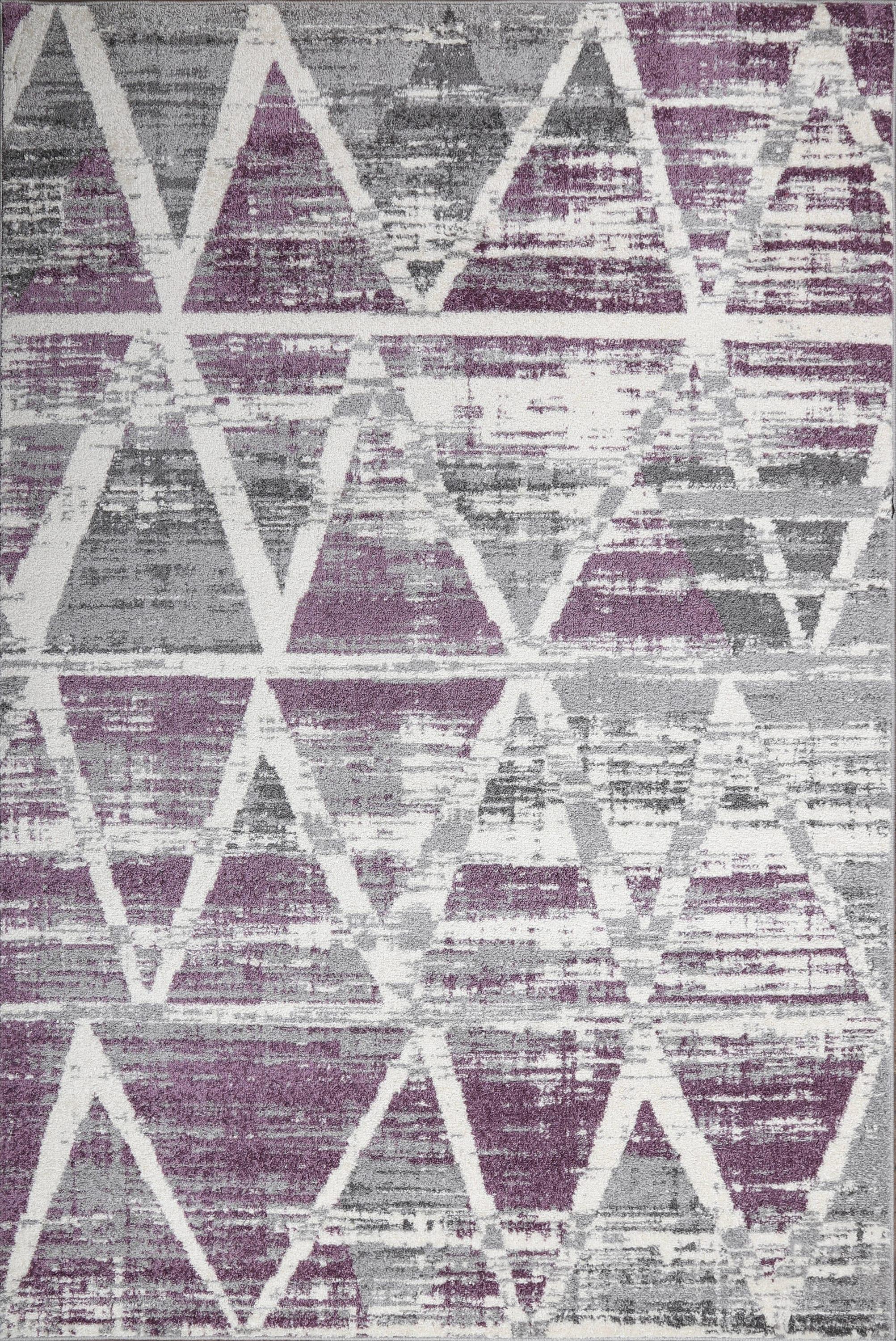 LBaiet 5' x 7' Purple and Gray Geometric Lines Rectangular Area Throw Rug