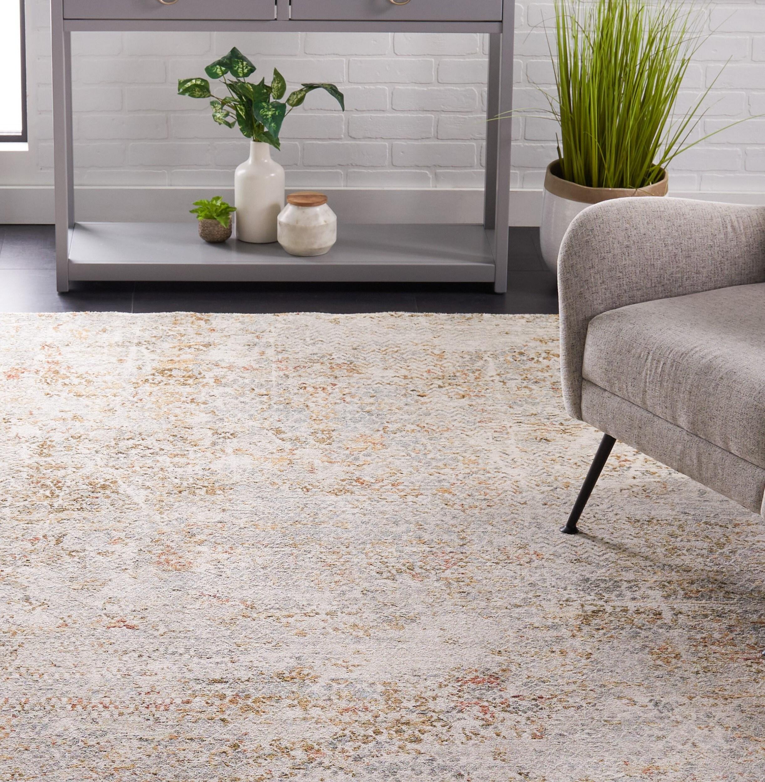 Adrianna ADN206 Machine Made Indoor Area Rug - Blue/Gold - 4'x6' - Safavieh