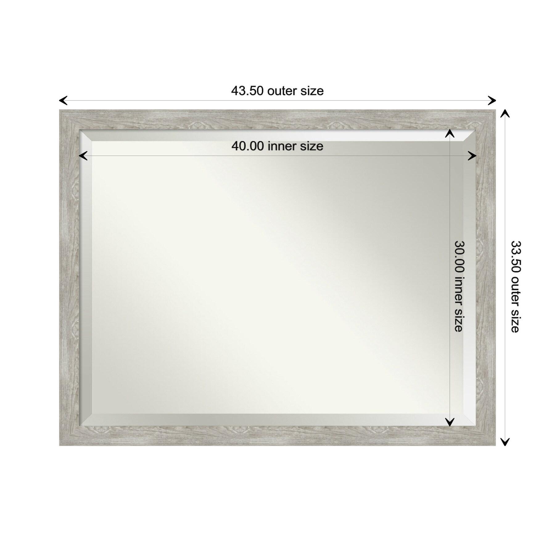 44" x 34" Dove Narrow Framed Wall Mirror Graywash - Amanti Art: Modern Beveled, Entryway Decor, No Assembly Required