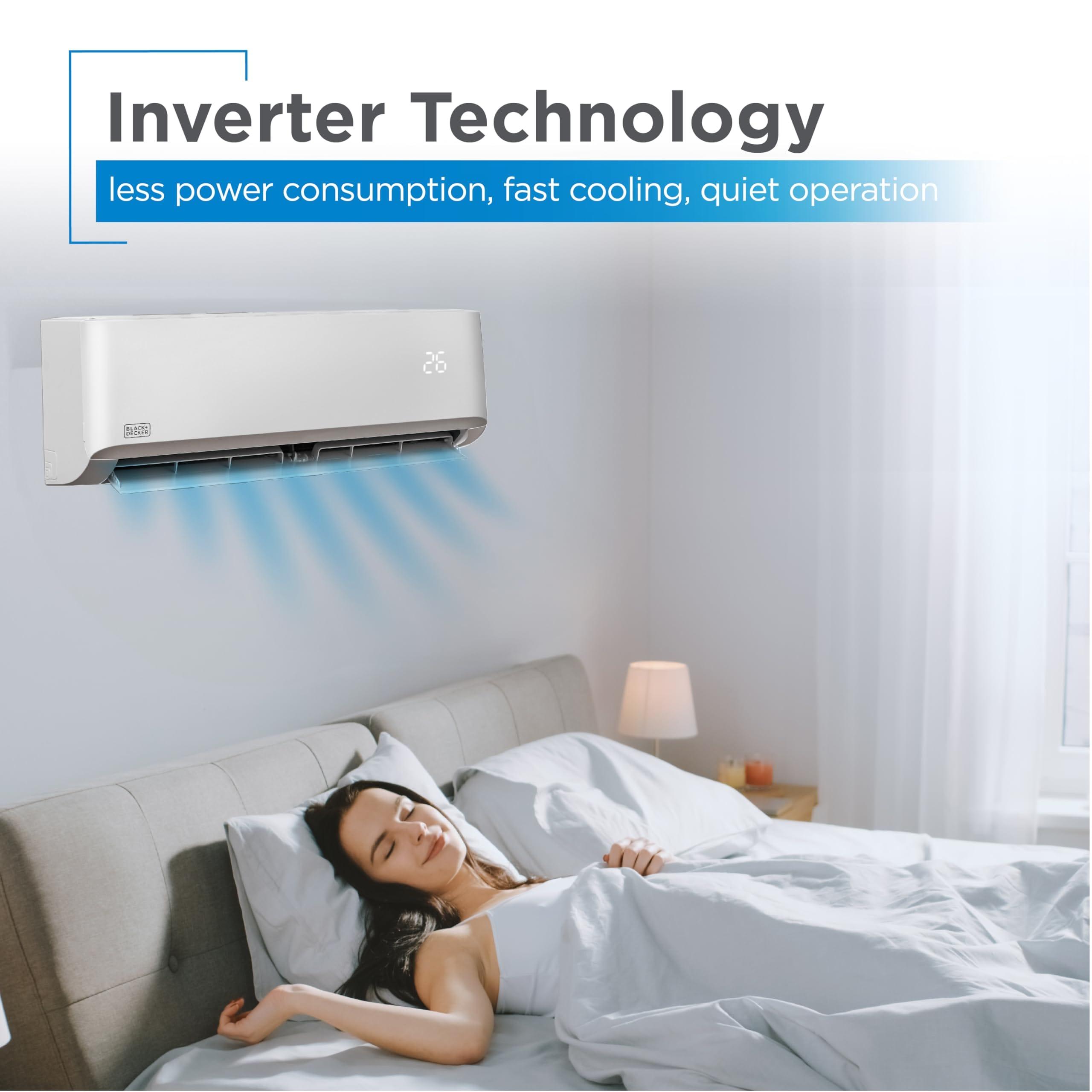 BLACK+DECKER 12,000 BTU Inverter Mini Split Air Conditioner with Heat Pump, Cools & Heats Up To 550 Sq. Ft.