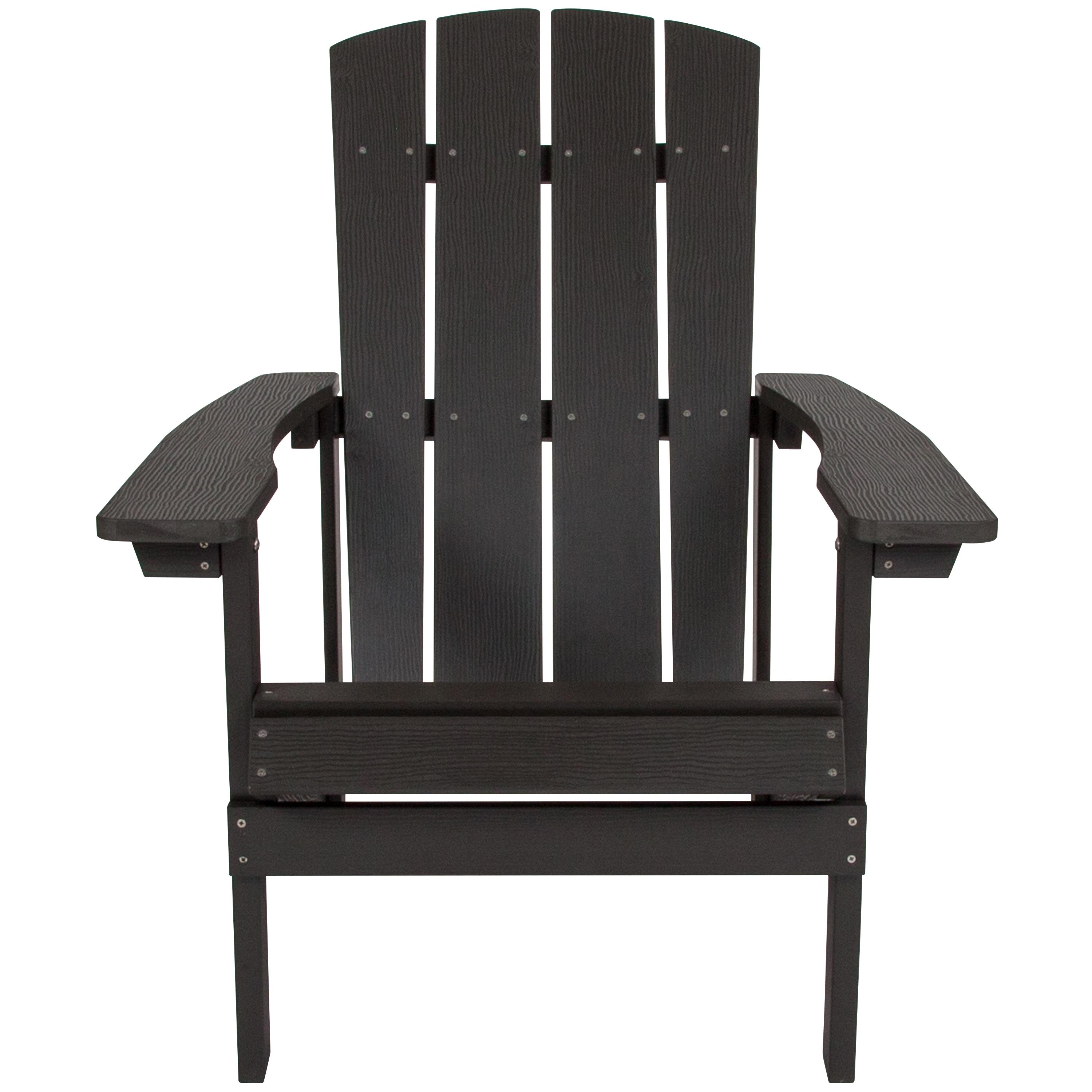 Flash Furniture Charlestown All-Weather Poly Resin Wood Adirondack Chair in Slate Gray
