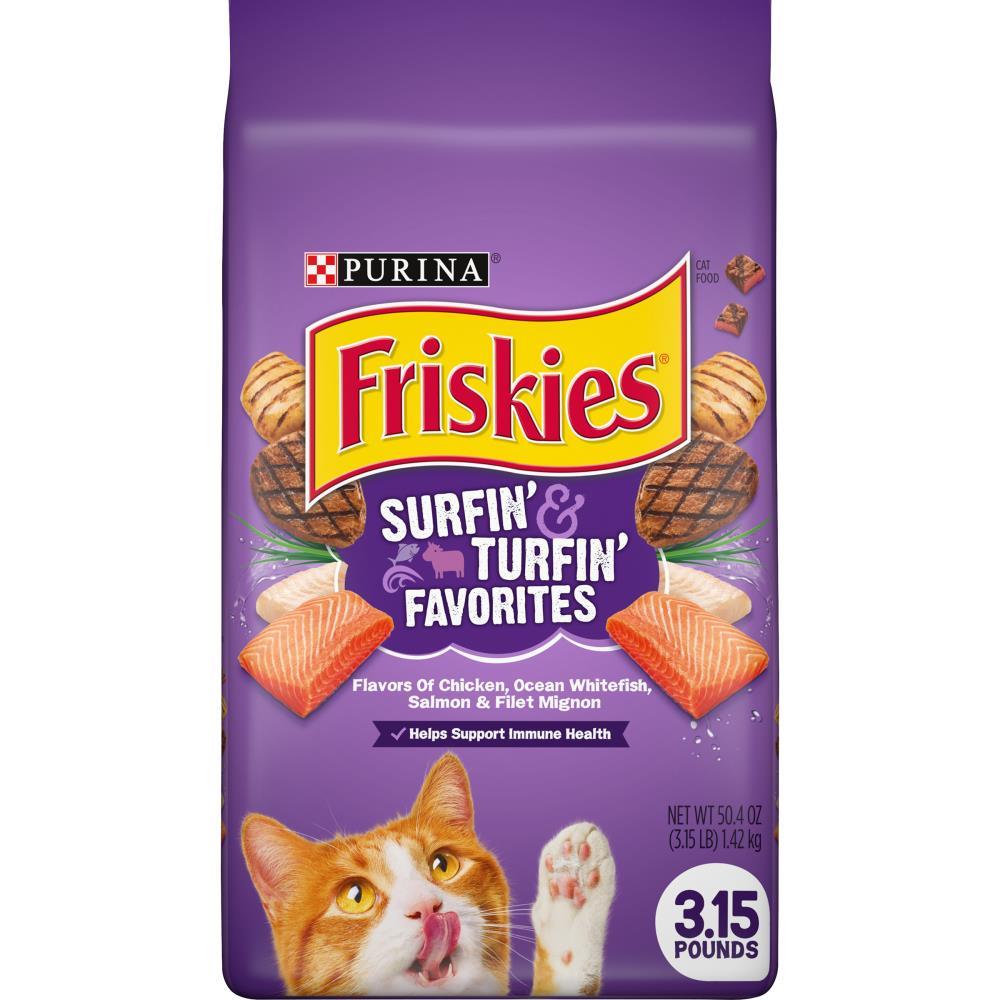 Purina Friskies Surfin &Turfin Favorites with Flavors of Chicken, Beef & Seafood Adult Balanced Dry Cat Food - 3.15lbs
