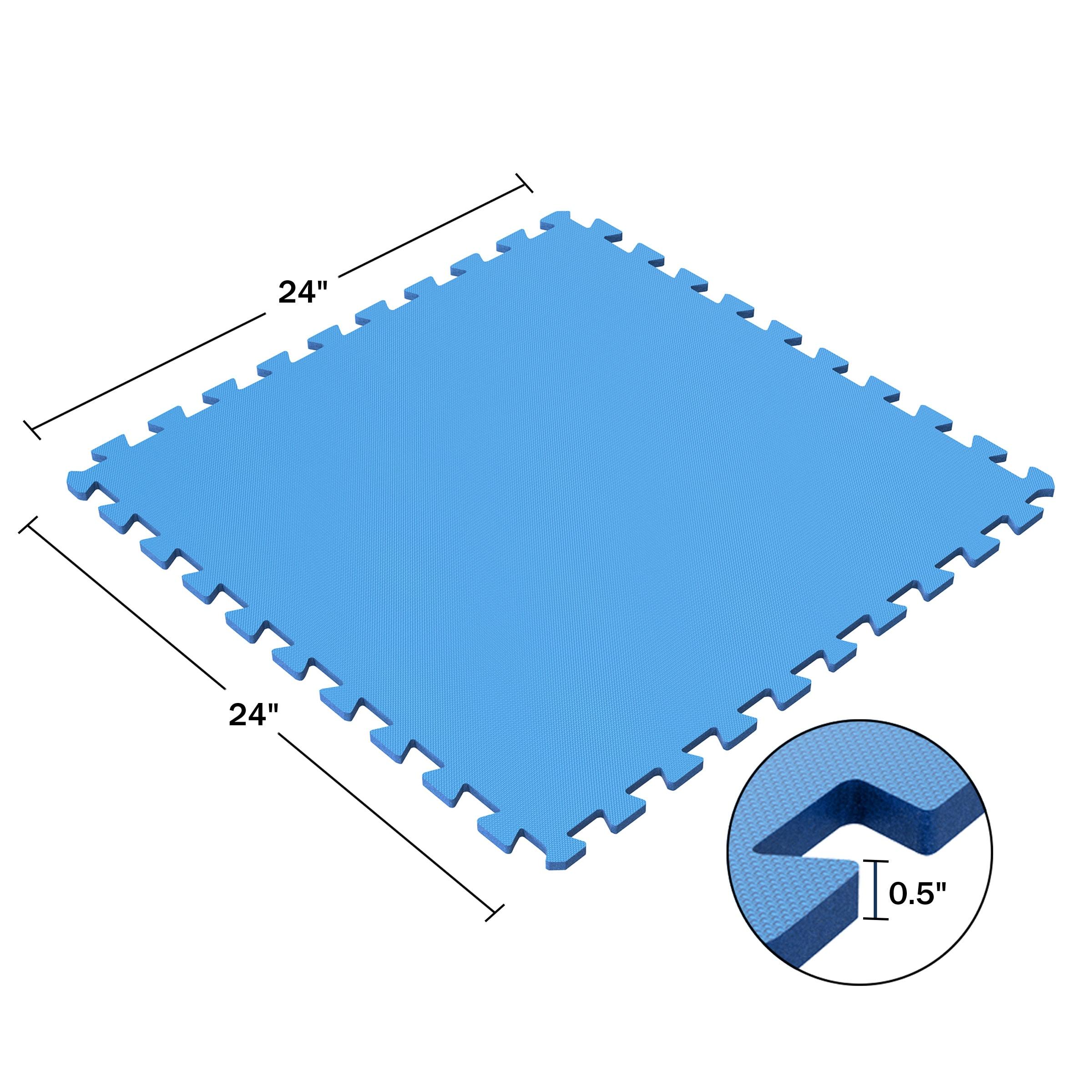 Foam Flooring Tiles – 16-Pack Interlocking EVA Foam Pieces – Non-Toxic Floor Padding for Playroom, Gym, or Basement by Stalwart (Blue)