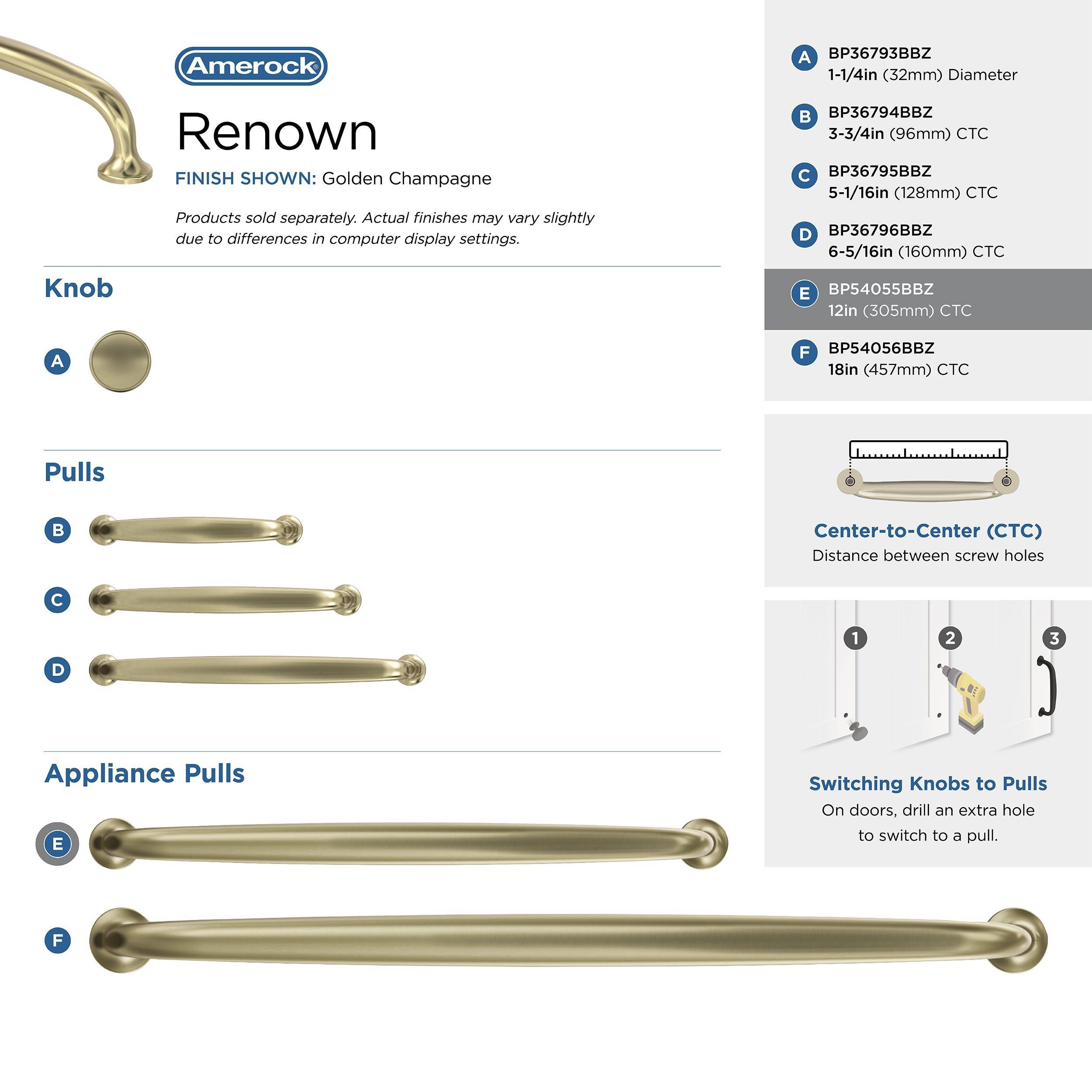 Amerock Renown 12 inch (305mm) Center-to-Center Golden Champagne Appliance Pull