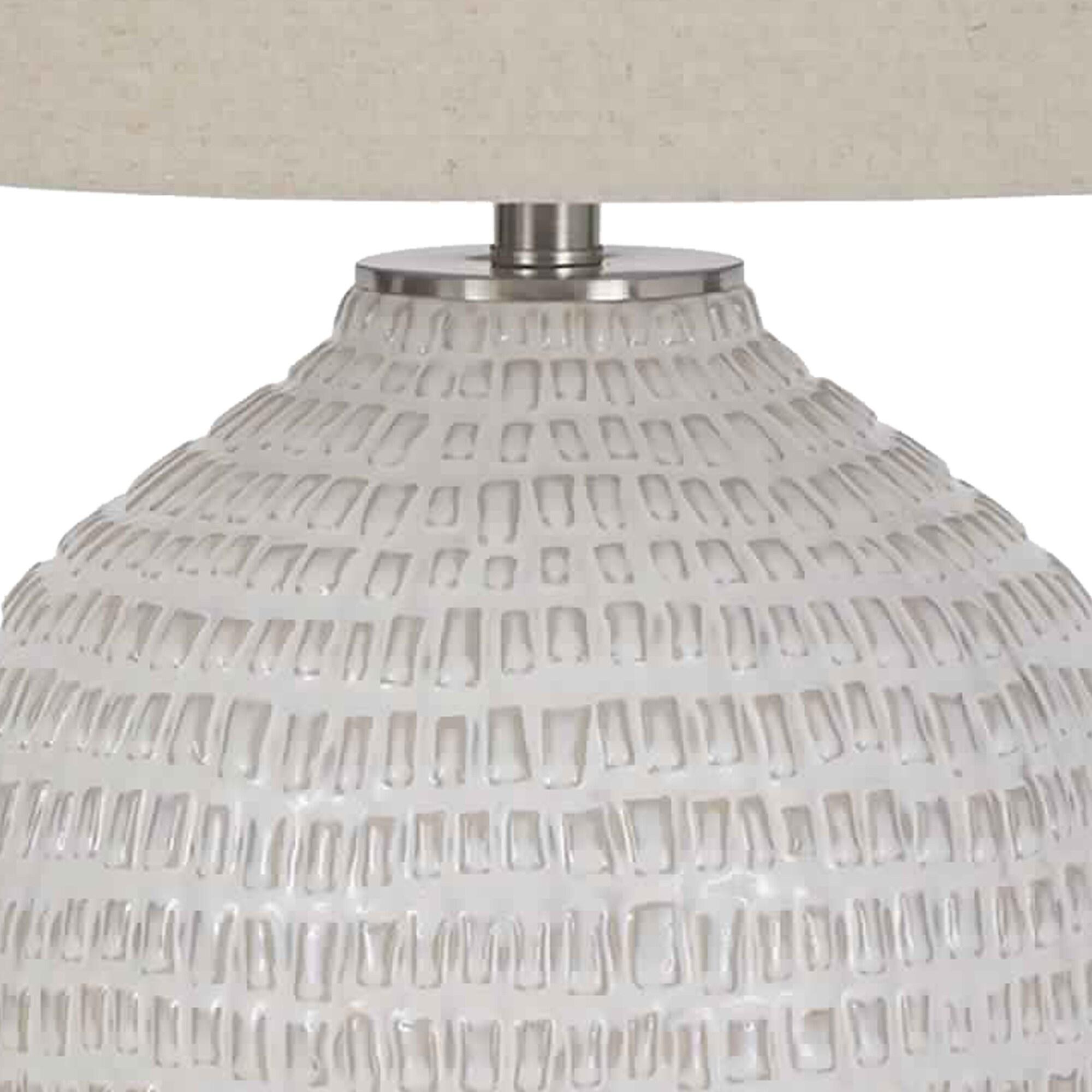 Jamon Ceramic Table Lamp Beige - Signature Design by Ashley: Glazed Texture, 3-Way Switch, UL Listed