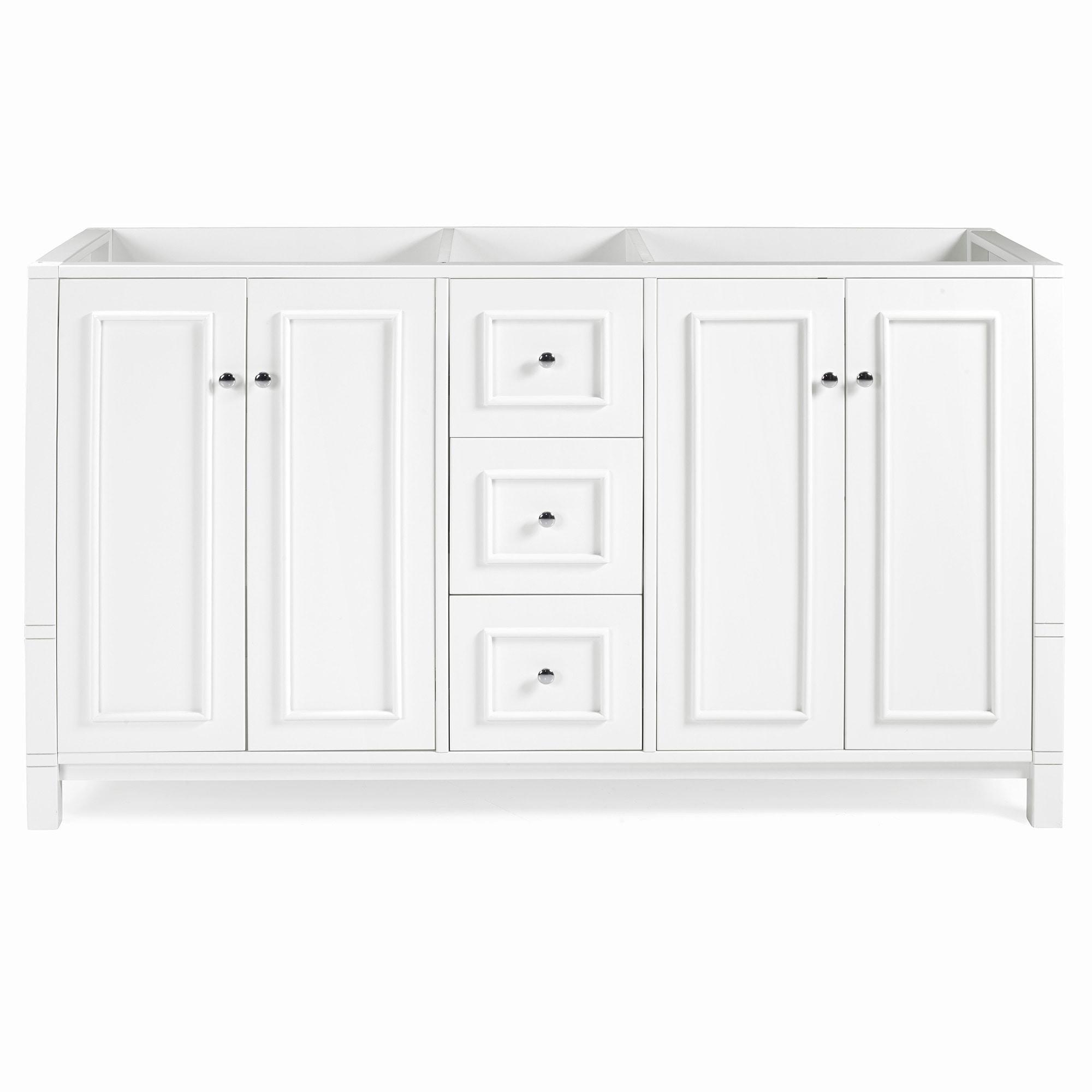 Alaterre Furniture Williamsburg 60"W White Wood Vanity Cabinet Only