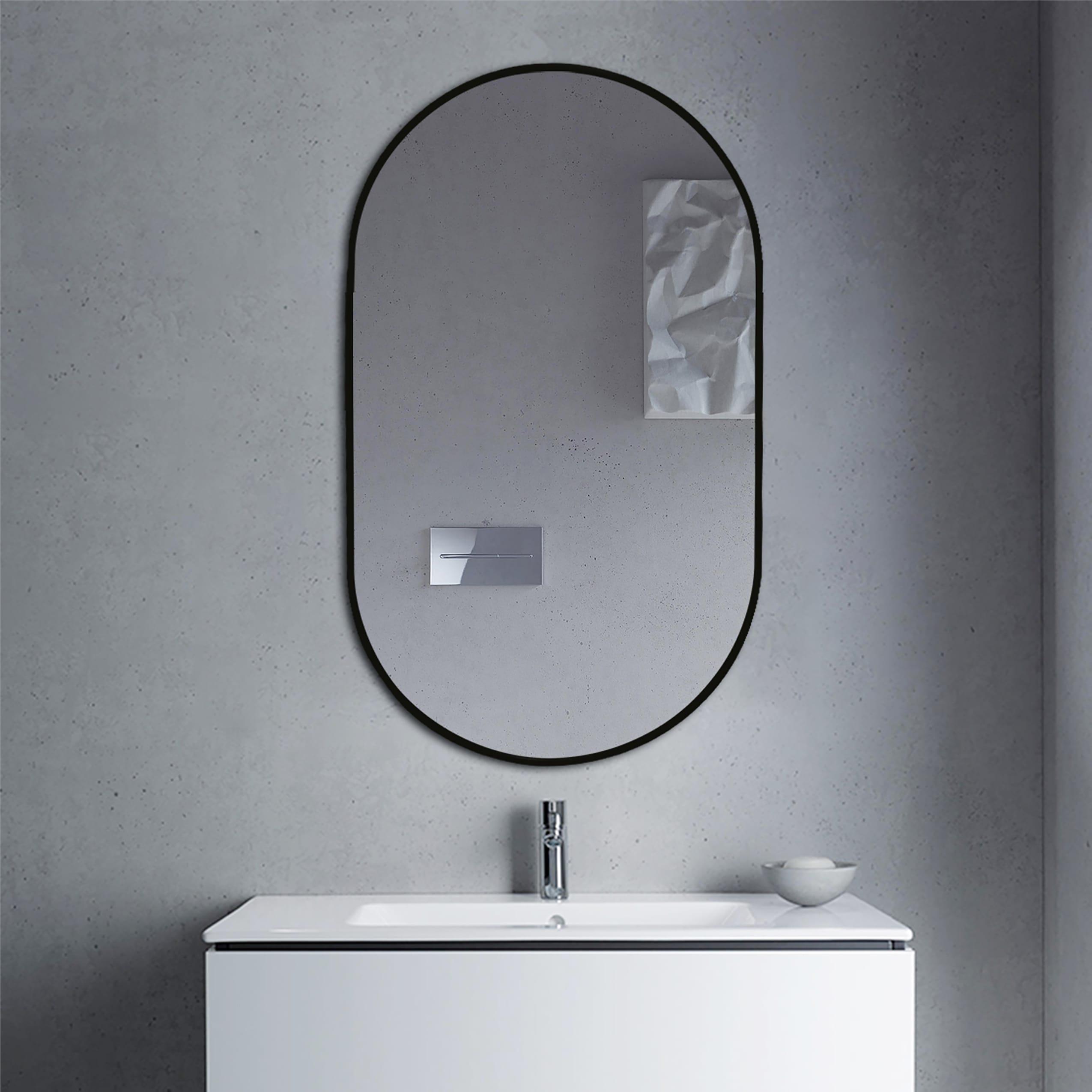 Decor Wonderland B209 39.5 x 23.6 in. Khristy Black Metal Framed Oval Wall Mirror
