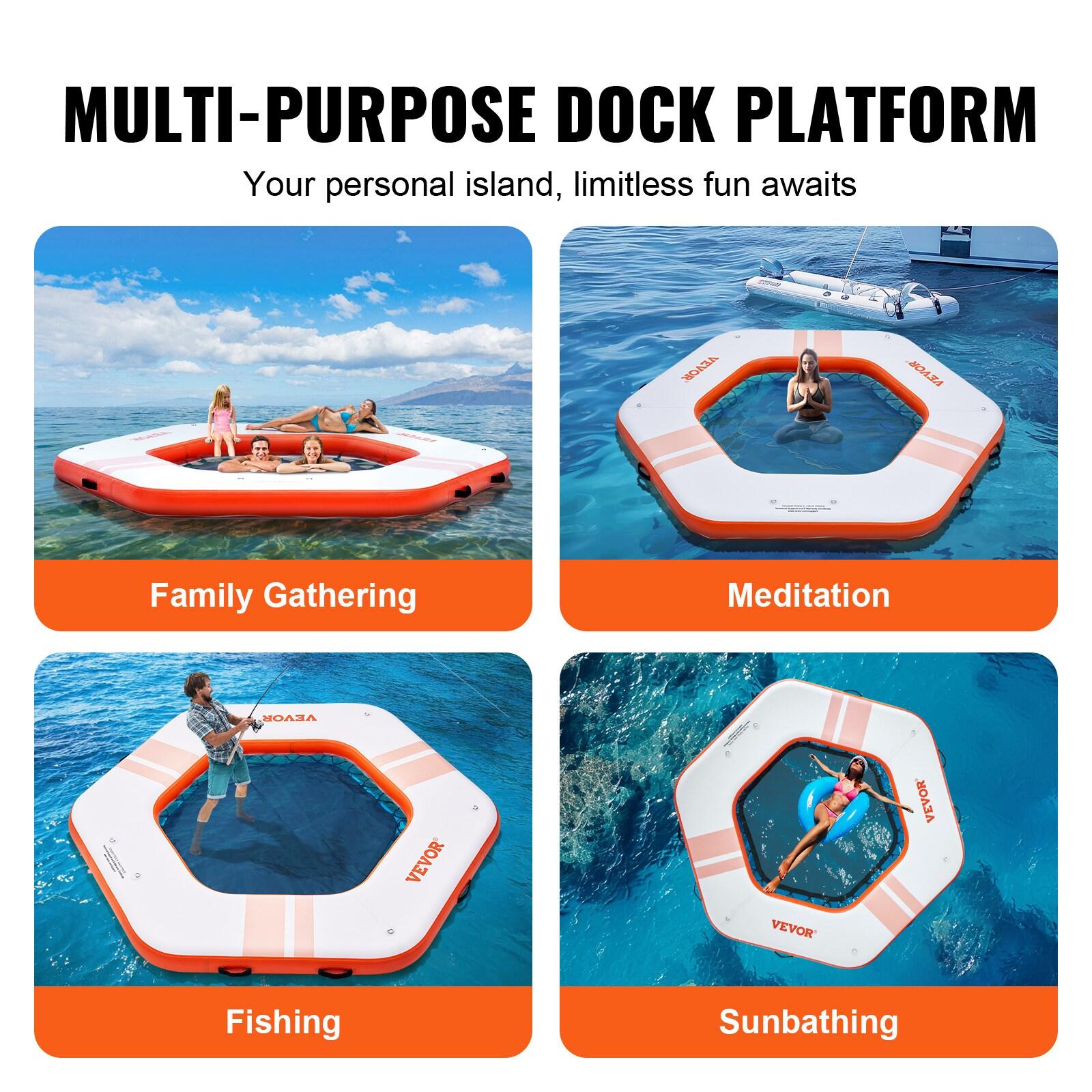 Stellweilan Tessberg 8.5FT Inflatable Dock Platform with 5FT Trampoline Mesh Pool with Portable Bag & Detachable Ladder