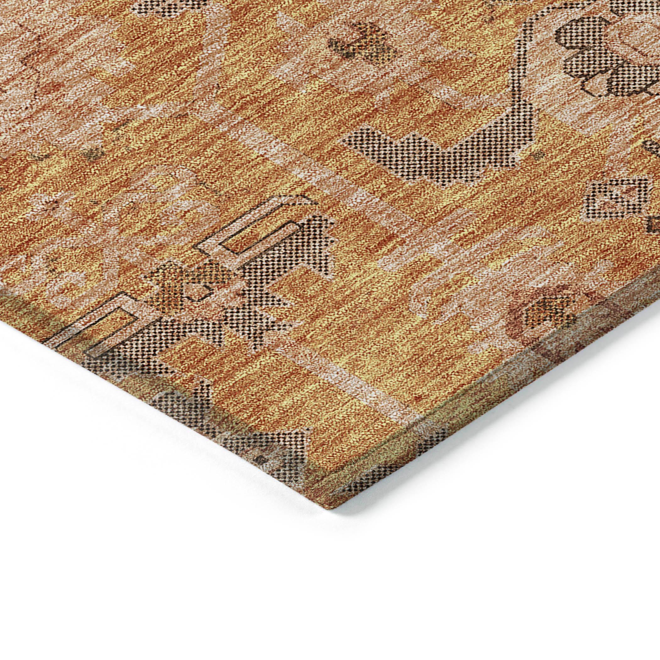Terracotta and Gray Rectangular Synthetic Flat Woven Rug
