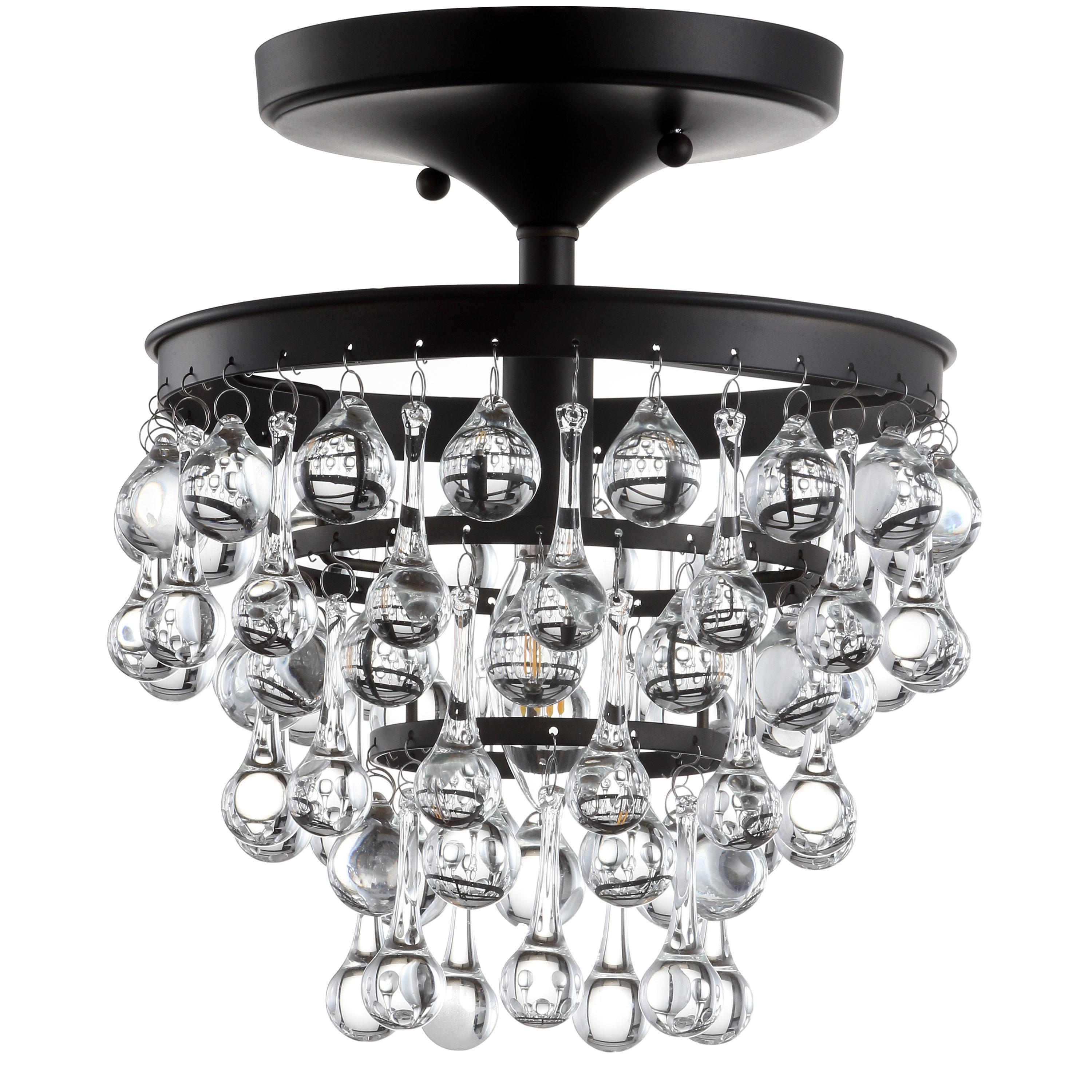 JONATHAN Y Toronto 10" Metal/Crystal LED Flush Mount, Oil Rubbed Bronze