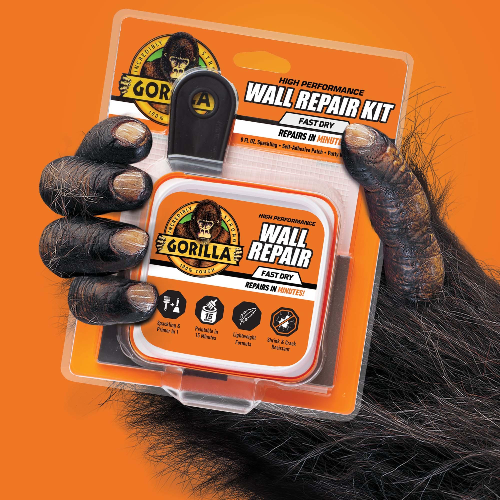 Gorilla Glue Wall Repair Kit. 4oz Spackling & Patch, 3" Putty Knife and 220 Grit Sanding Block Color