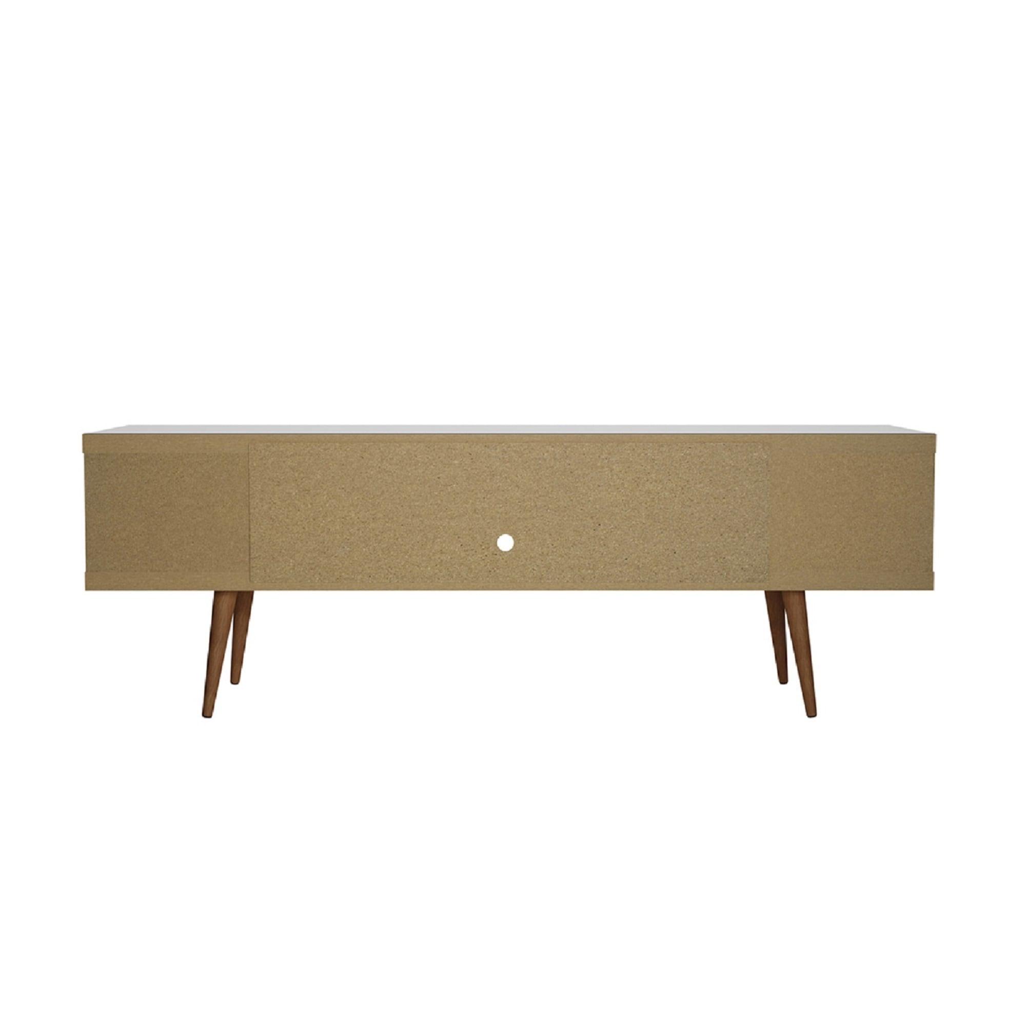 Utopia TV Stand for TVs up to 65" White - Manhattan Comfort: Modern Entertainment Center, Cable Management