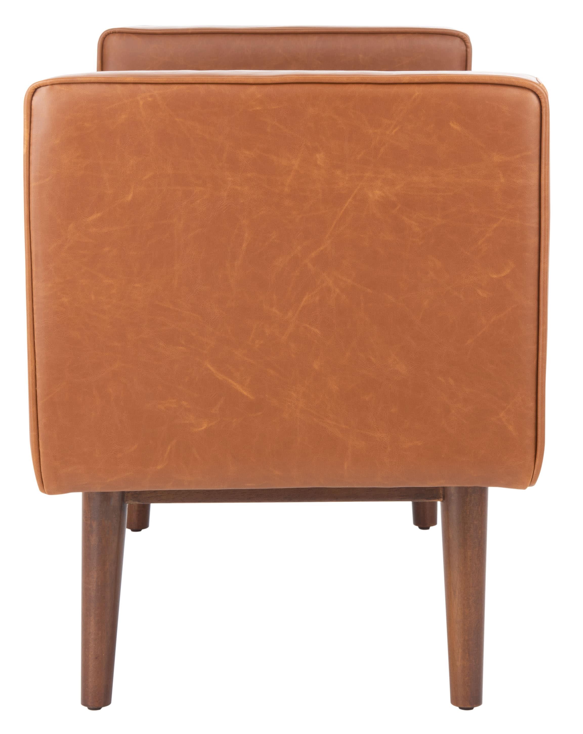 Henri Mid-Century Bench - Light Brown/Walnut - Safavieh